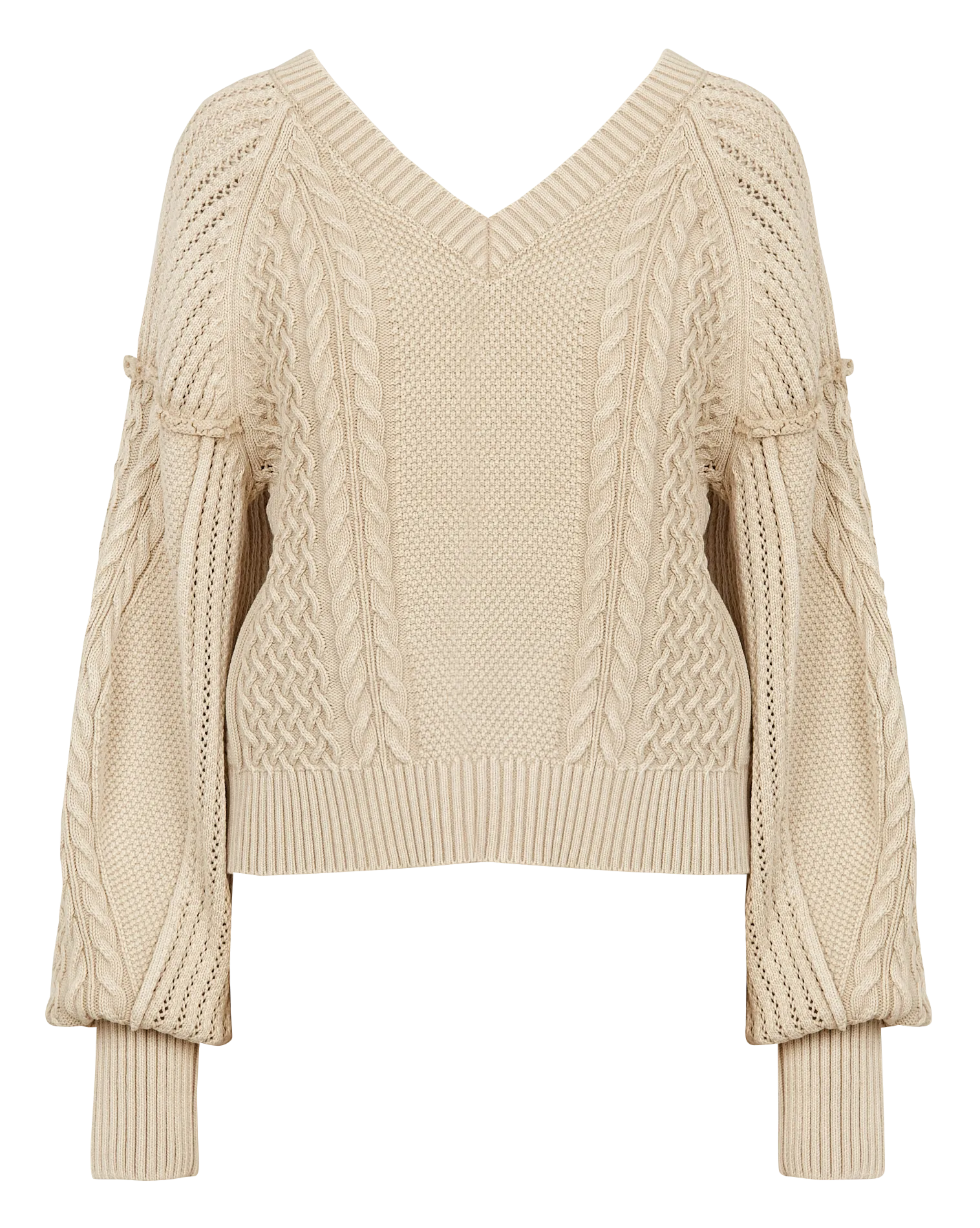 Pull ample col V Beige SATOKO