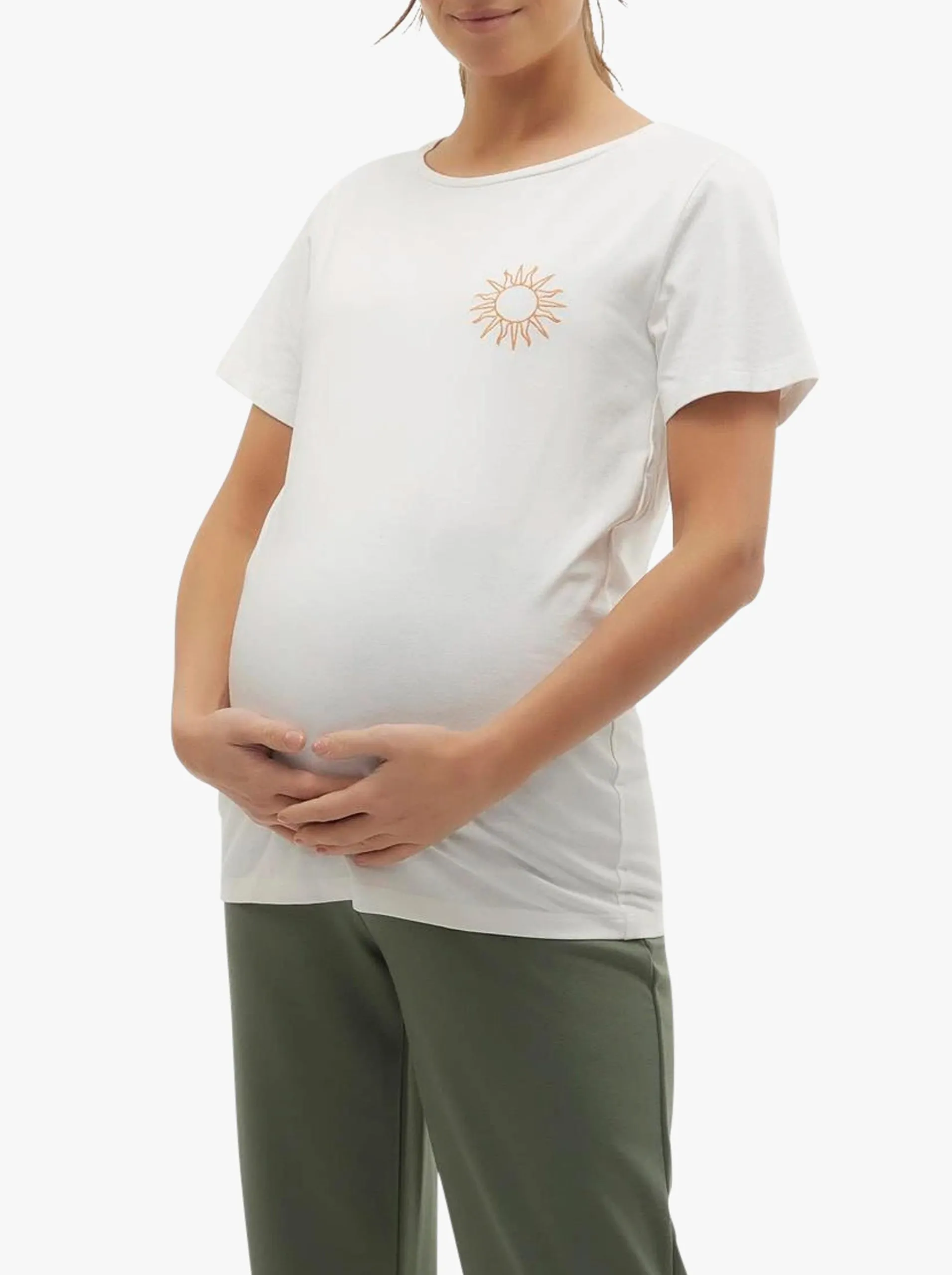 Tee-shirt droit col rond en coton bio mélangé Blanc SUNNY