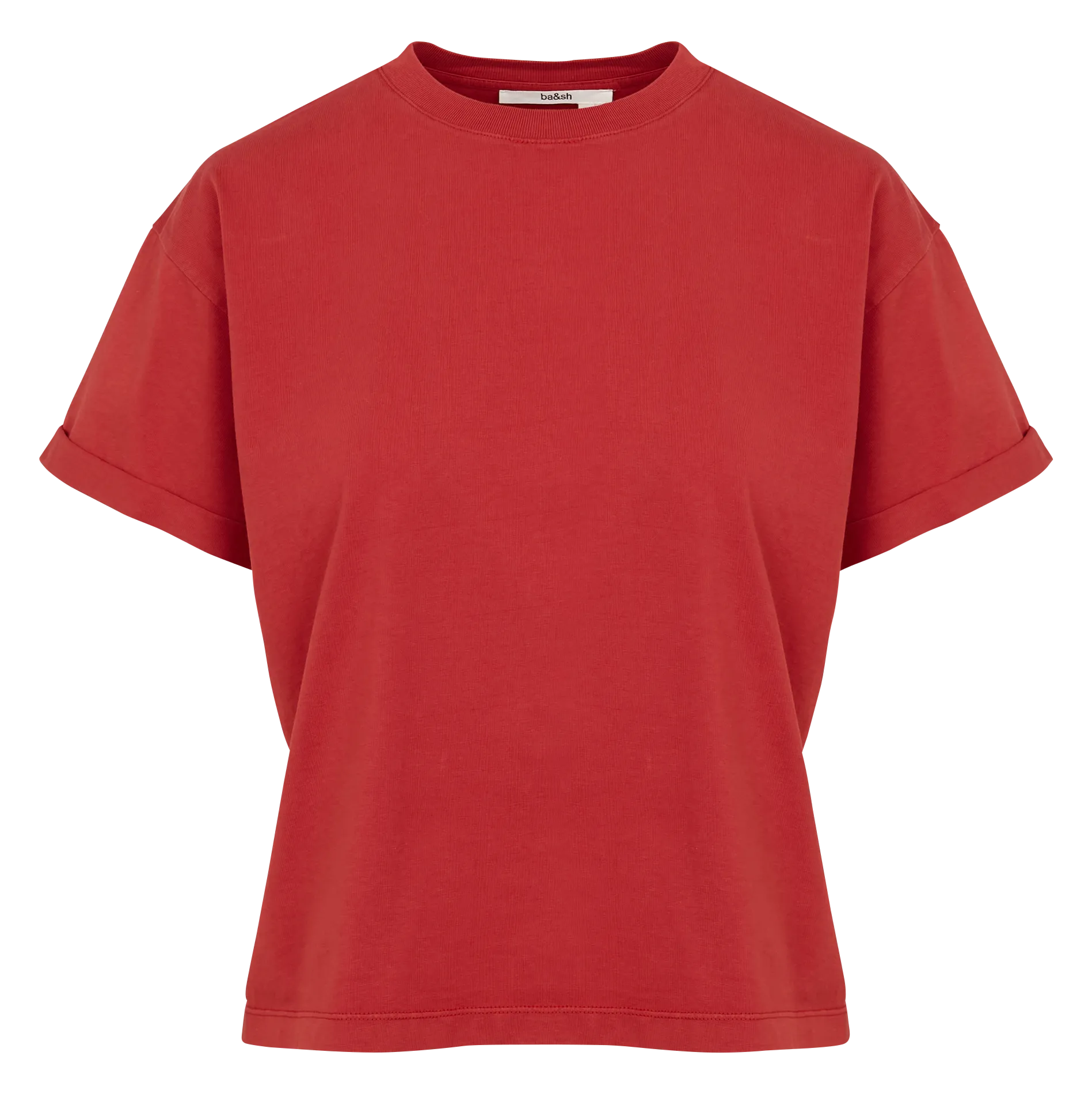 Tee-shirt droit col rond en coton Rouge ROSIE