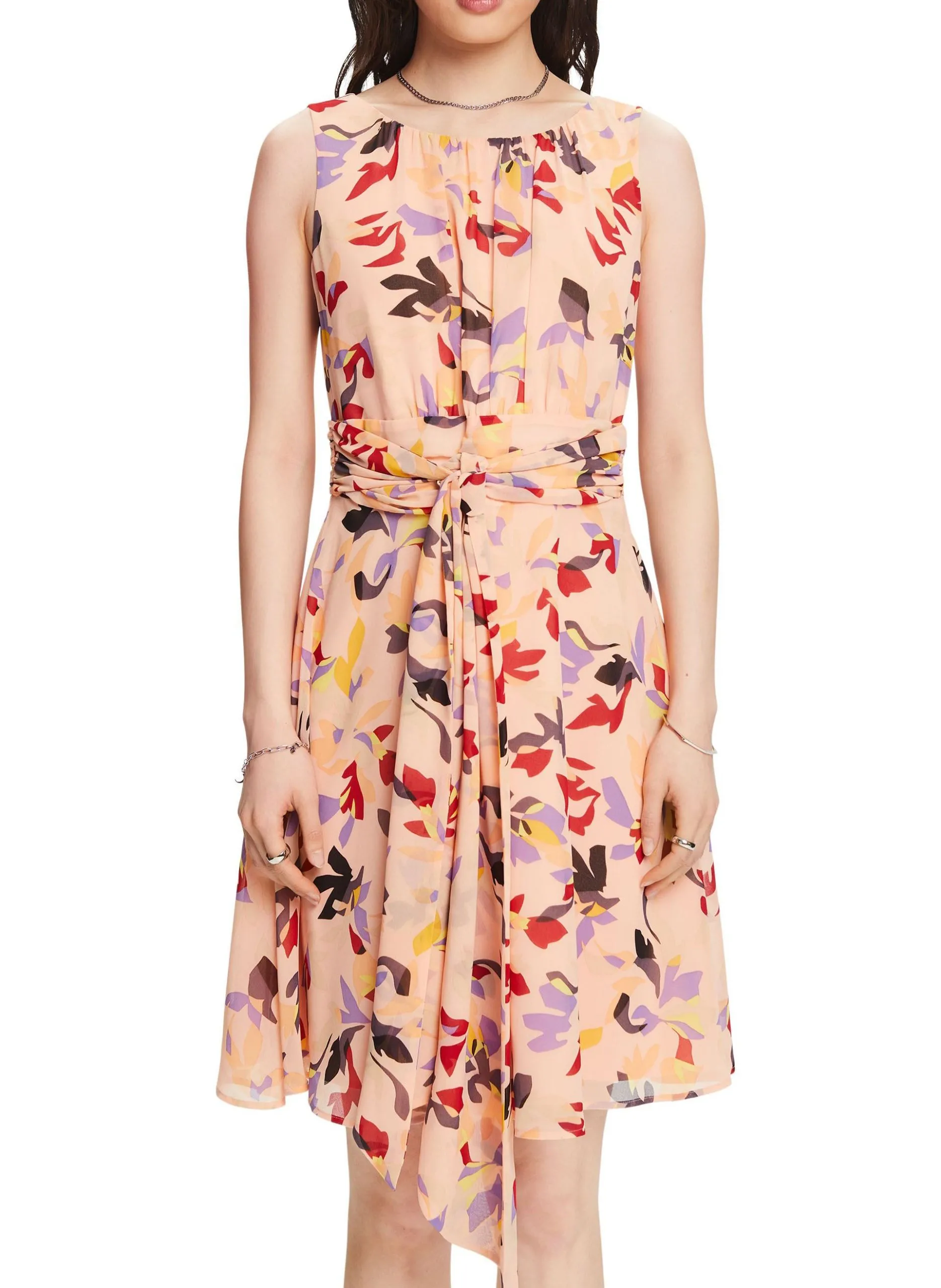 Robe courte ajustée imprimée Orange