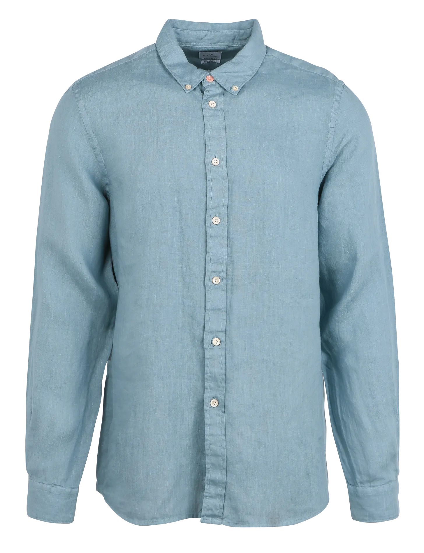 Chemise regular-fit col italien en lin Bleu
