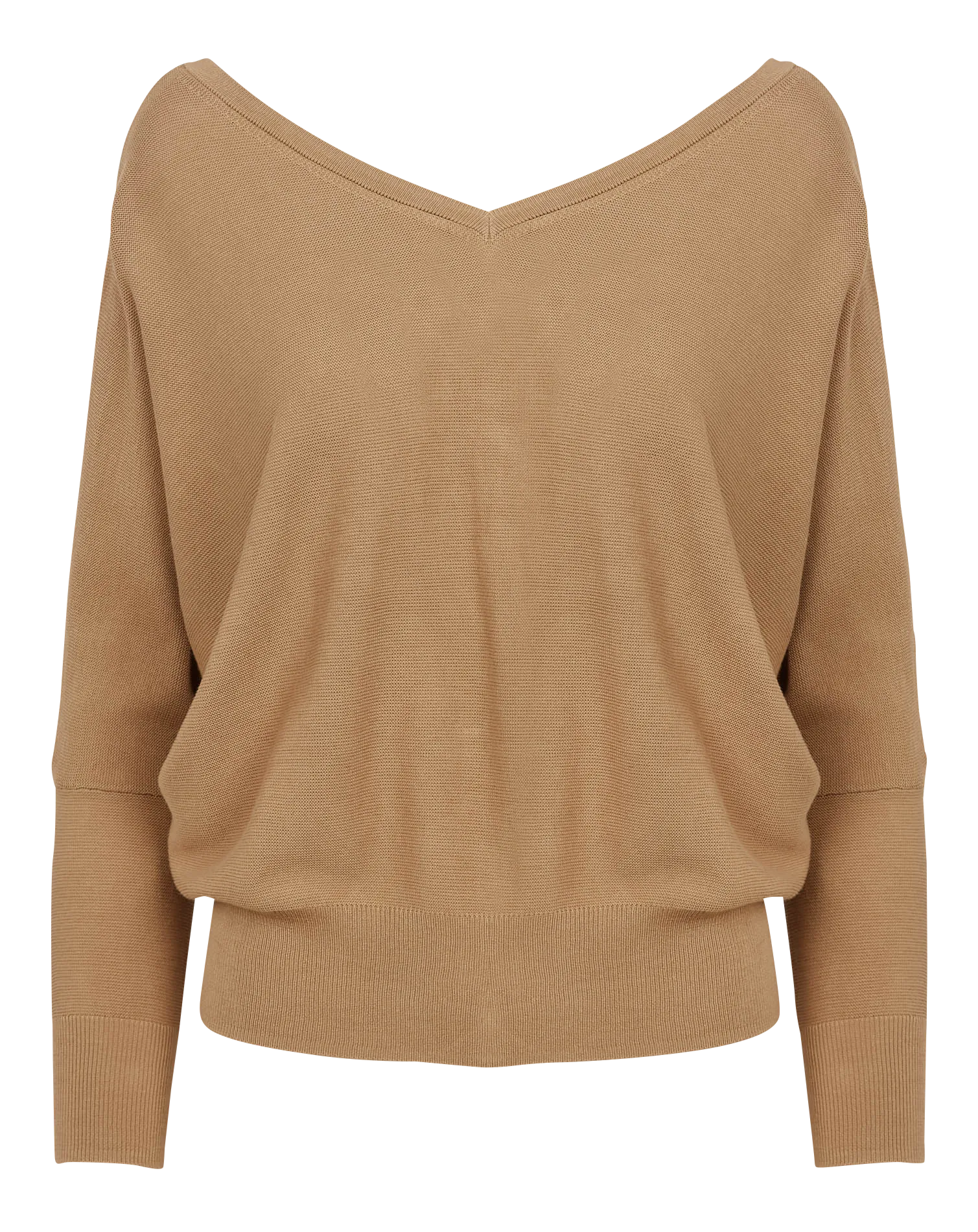 Gilet ample col V en coton mélangé Marron ELSY