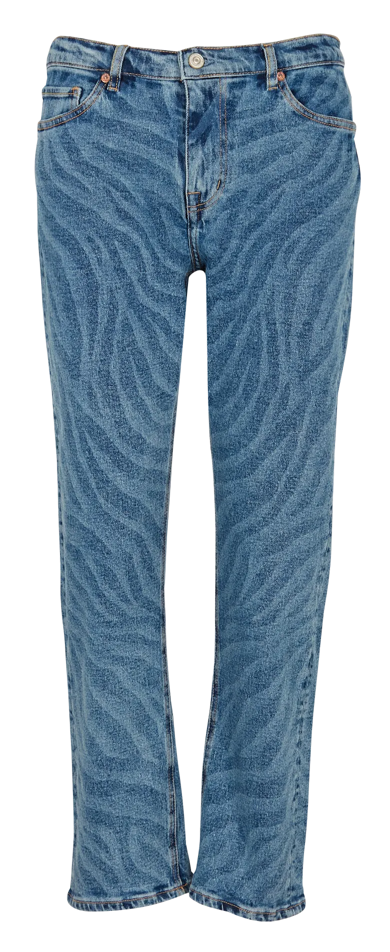 Jean droit à motif en coton mélangé Multicolore