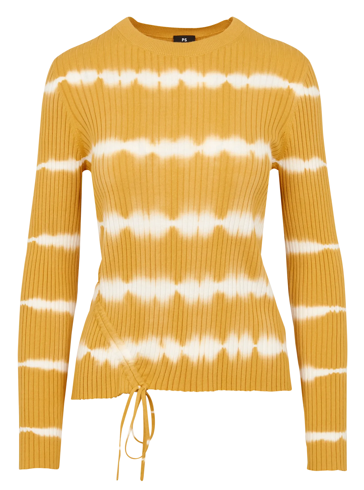 Top col rond côtelé tie and dye en coton bio Jaune