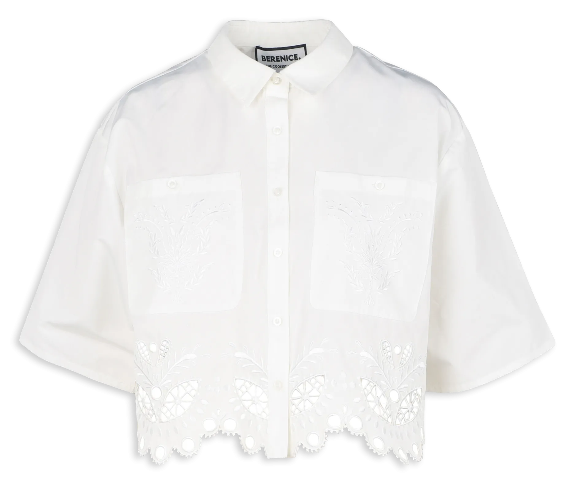 Chemise col classique en broderie anglaise Blanc CYRIELLE