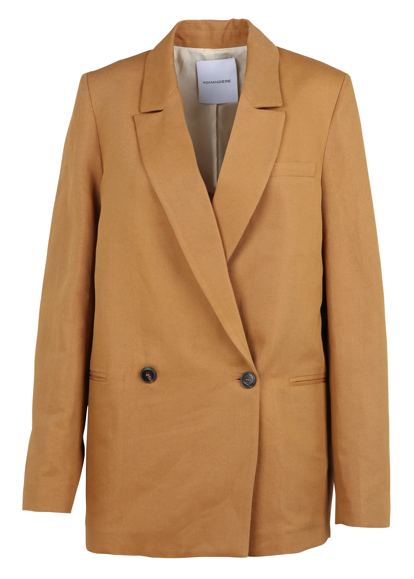 Veste droite col tailleur en coton et lin Marron