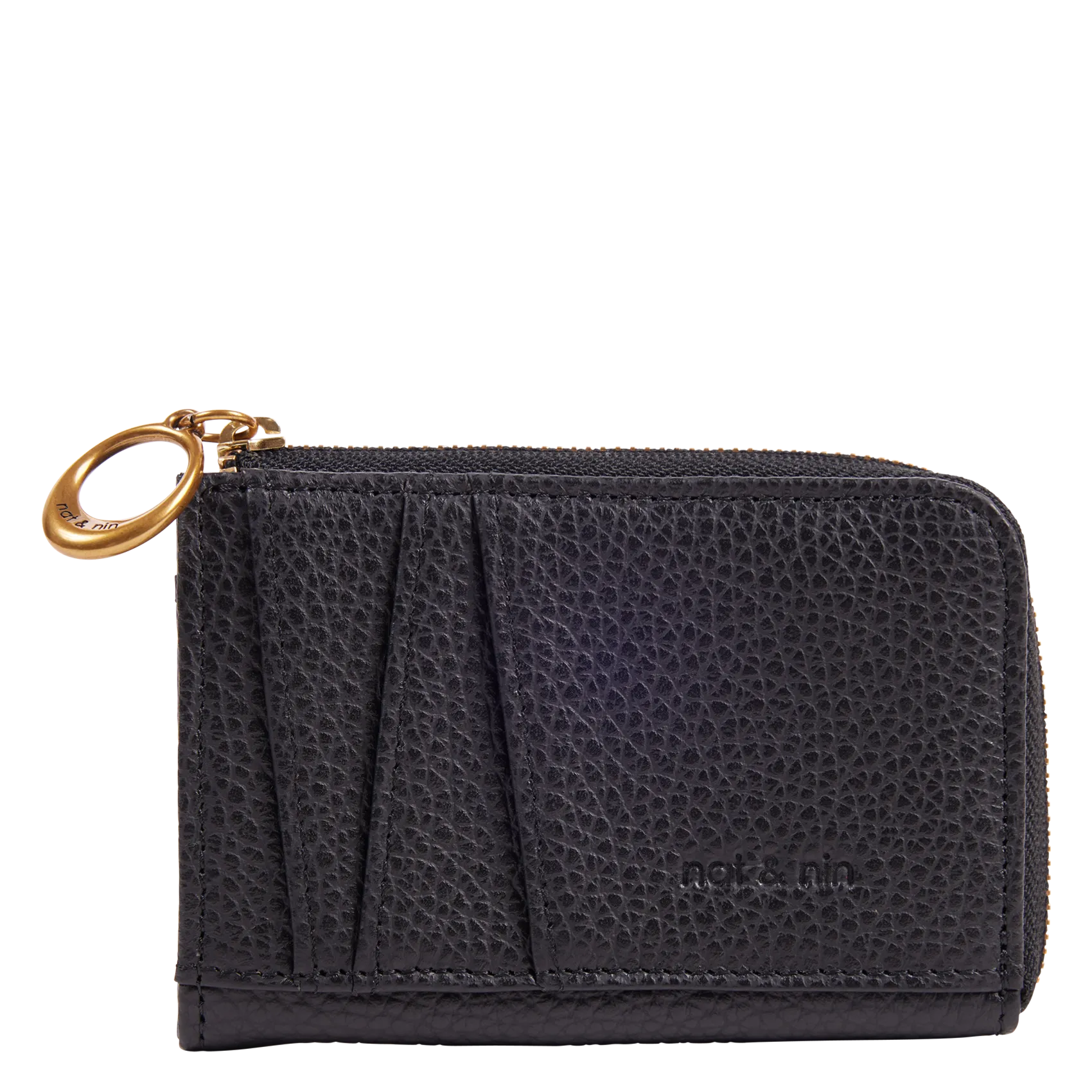 Porte-cartes en cuir grainé Noir NIKO