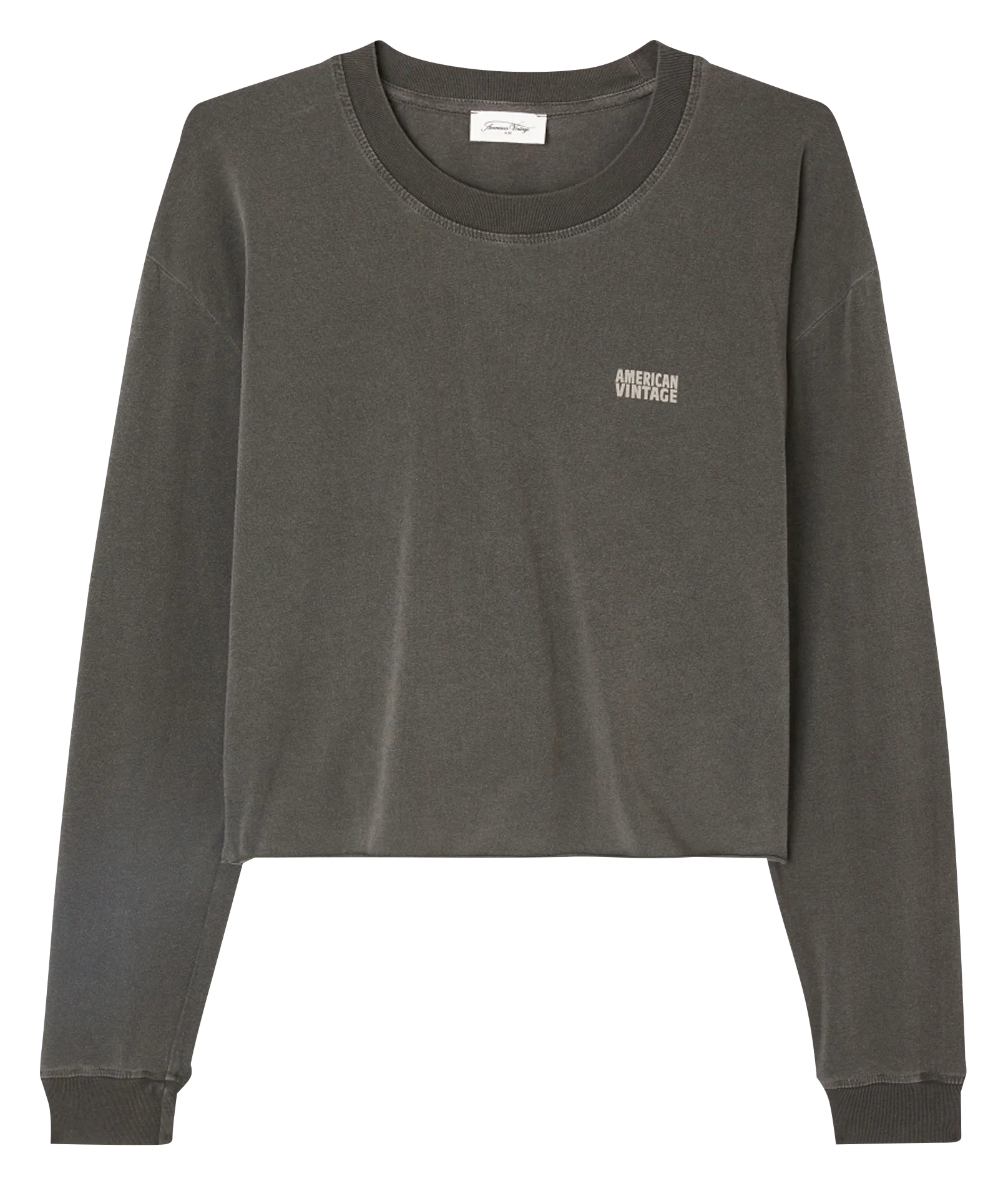 Tee-shirt court sérigrahié en coton mélangé Noir PYMAZ