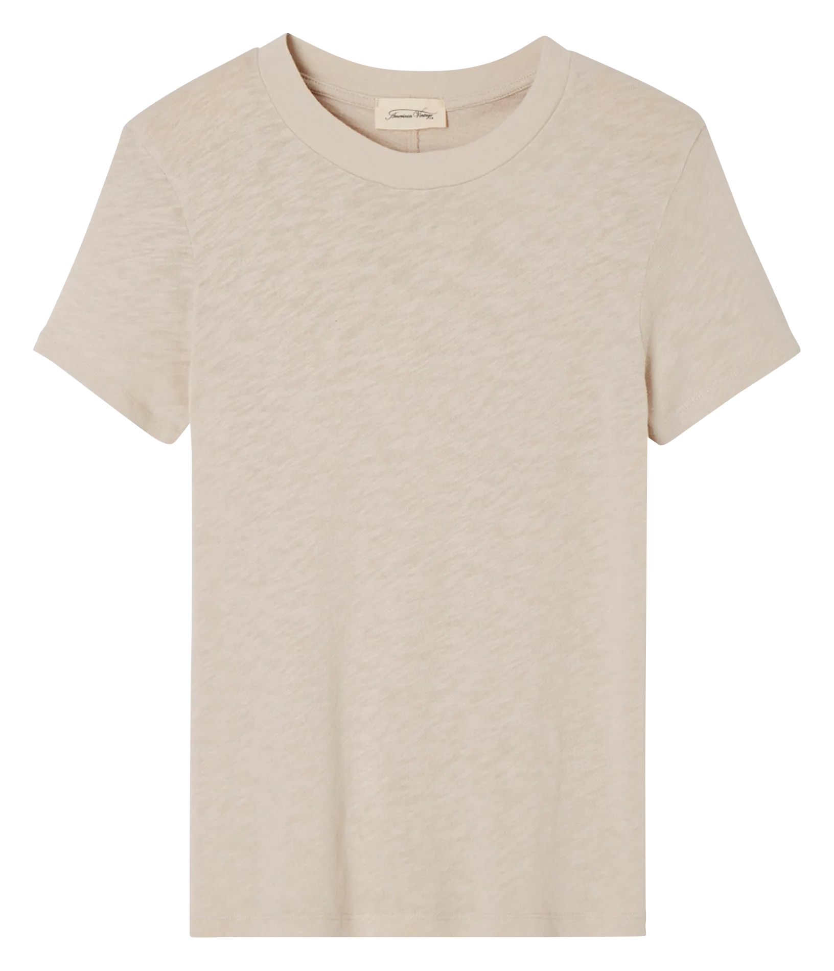 Tee-shirt col rond droit en coton Beige SONOMA