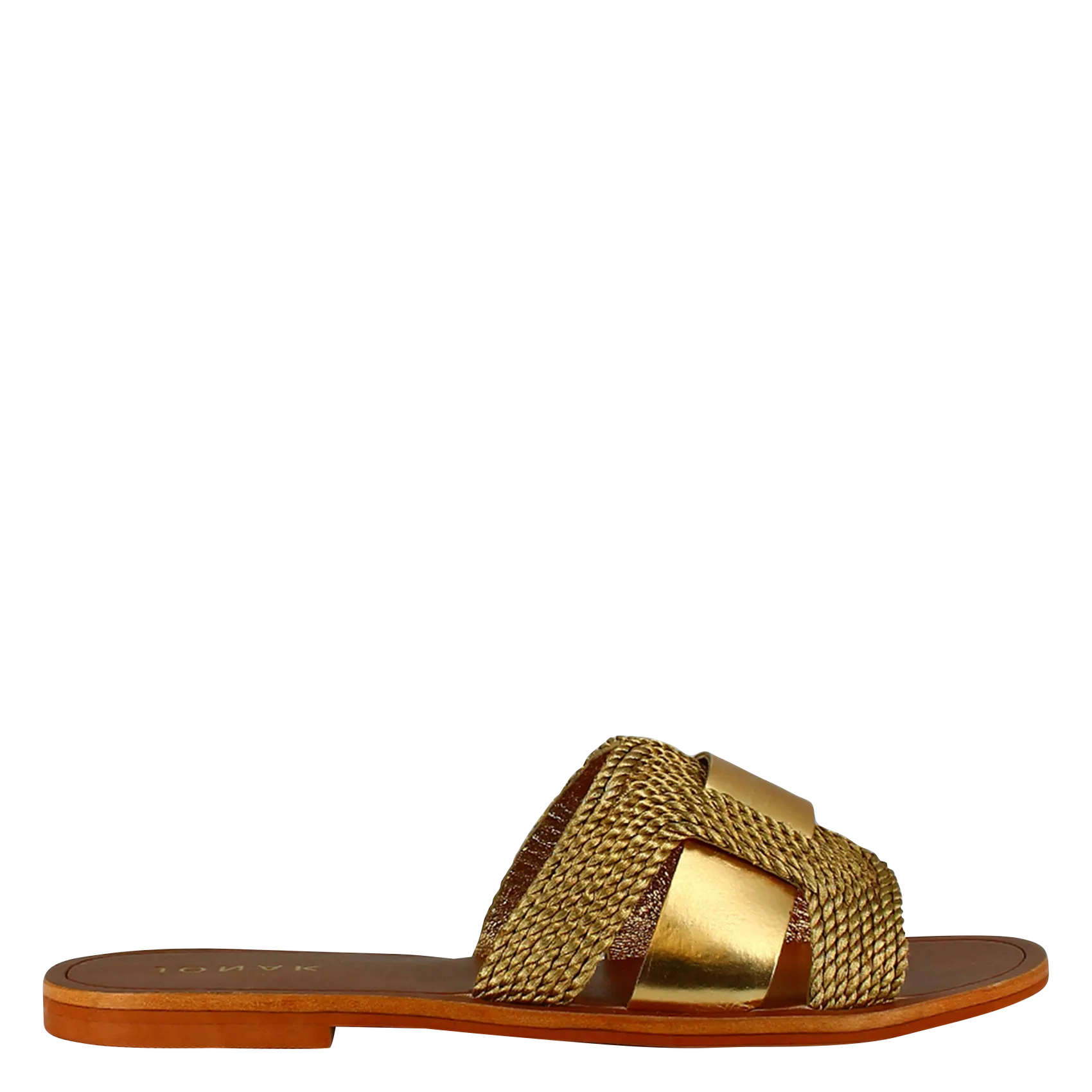 Sandales plates en cuir métallisé Doré WILOU