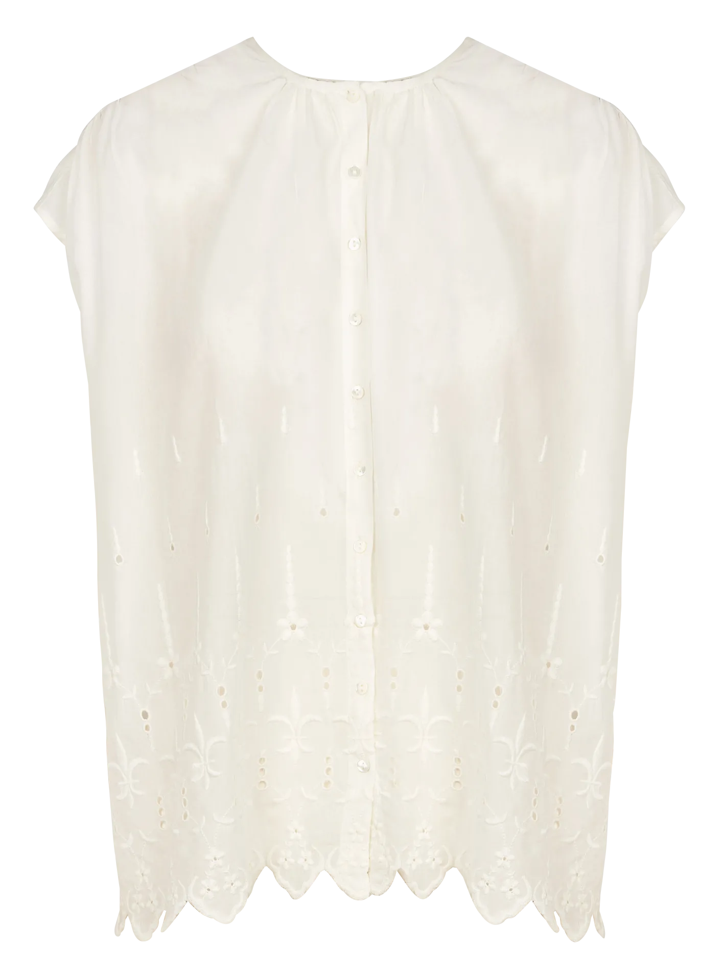 Chemise ample col rond en coton Blanc BOUCHE