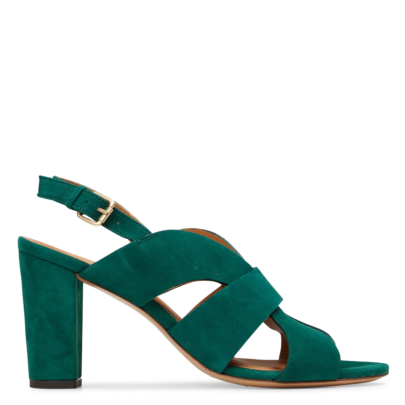 Sandales à talon en cuir craquelé Vert N°55