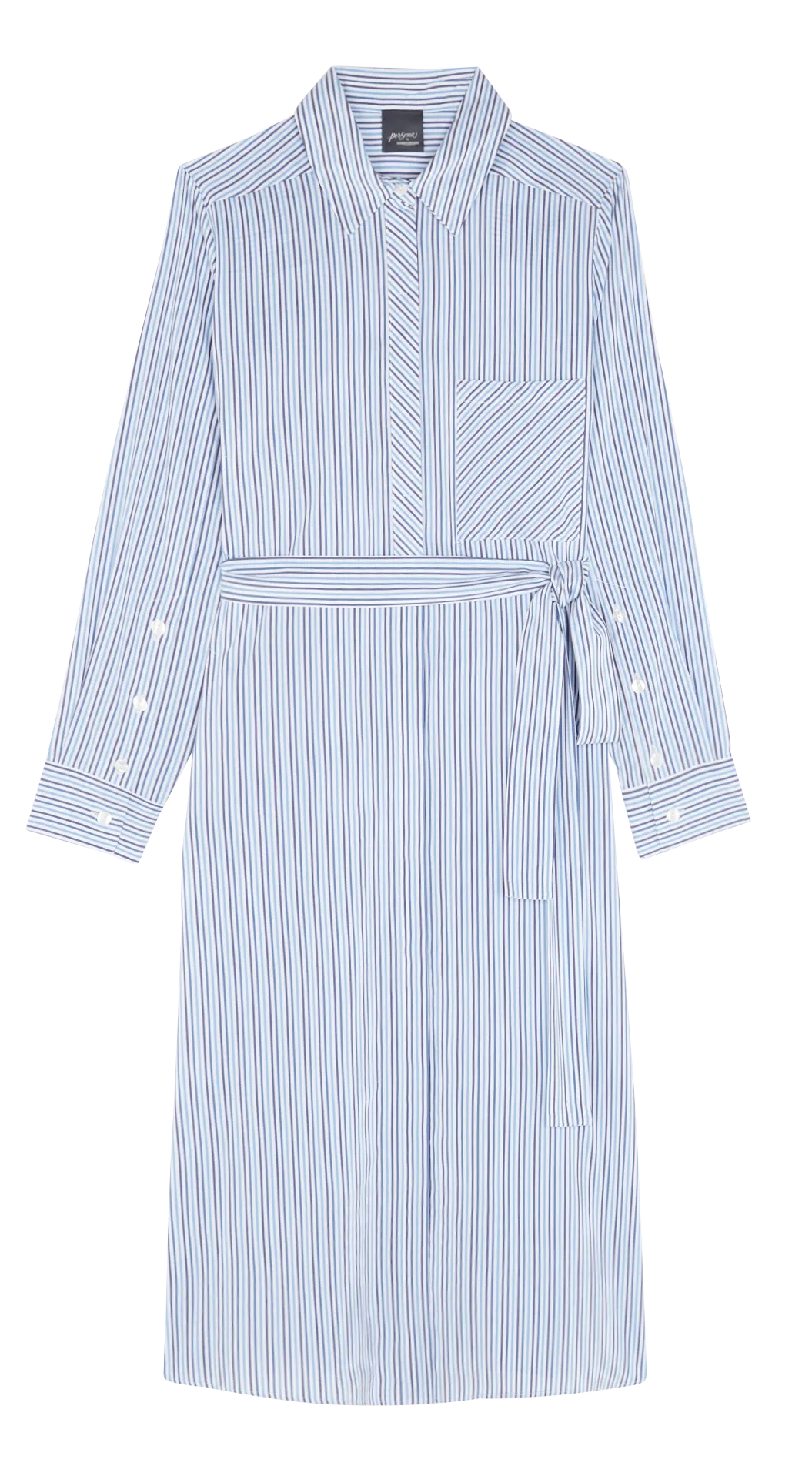 Robe chemise longue en coton mélangé rayée Blanc VALLO