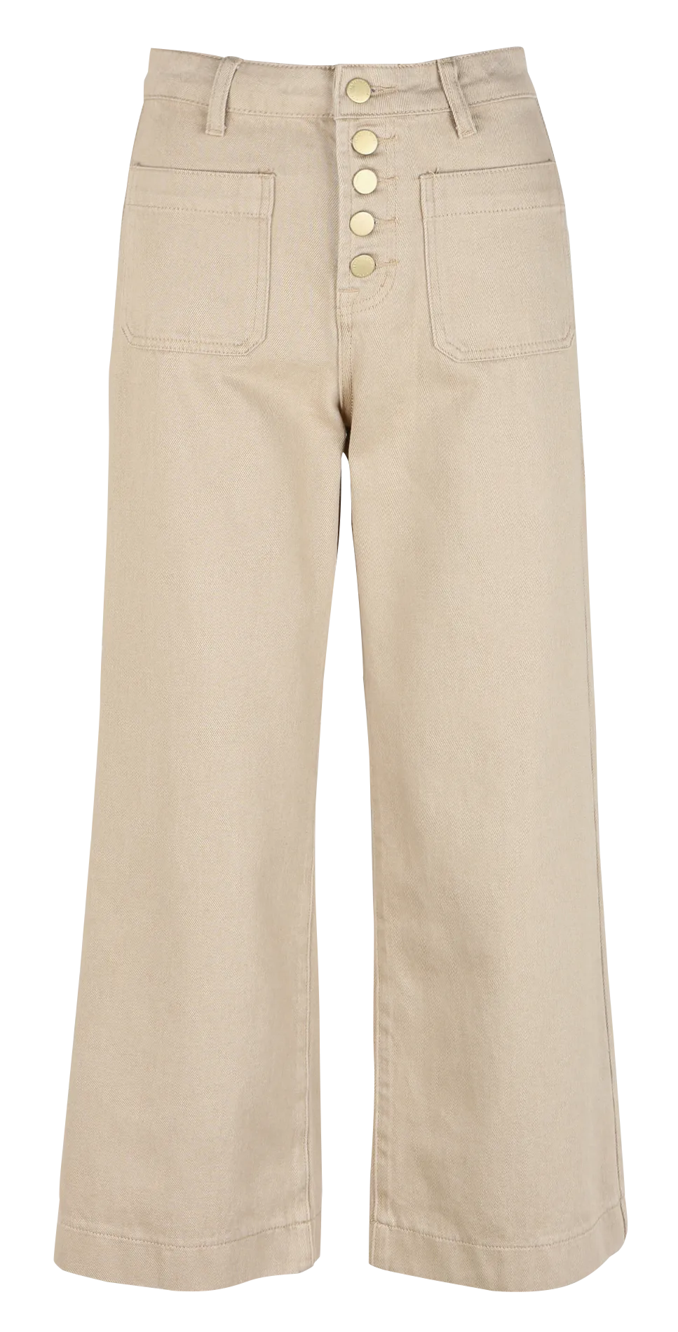 Jean flare taille haute en coton mélangé Beige ATLANTA