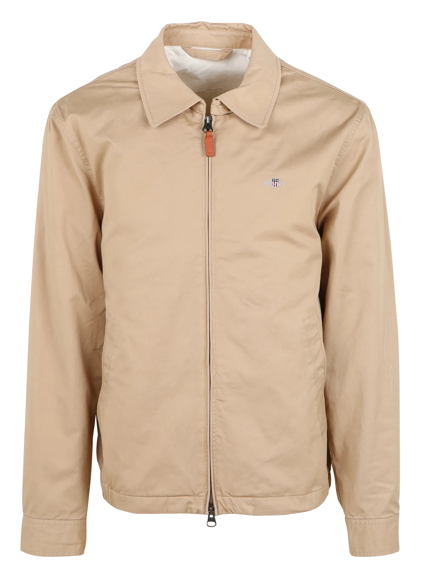 Coupe-vent droit brodé à col classique en coton Kaki