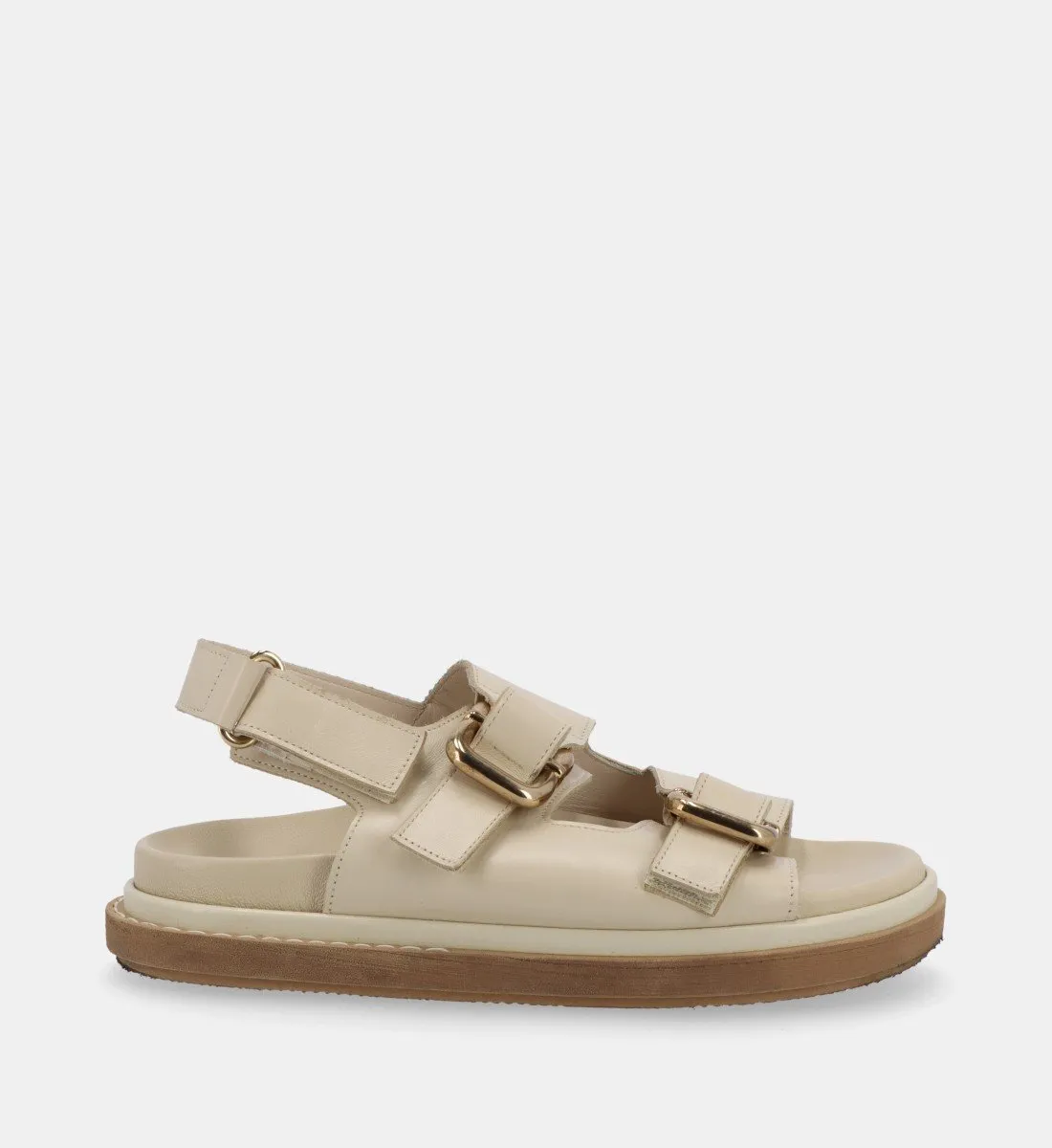 Sandales plates en cuir Beige HARPER