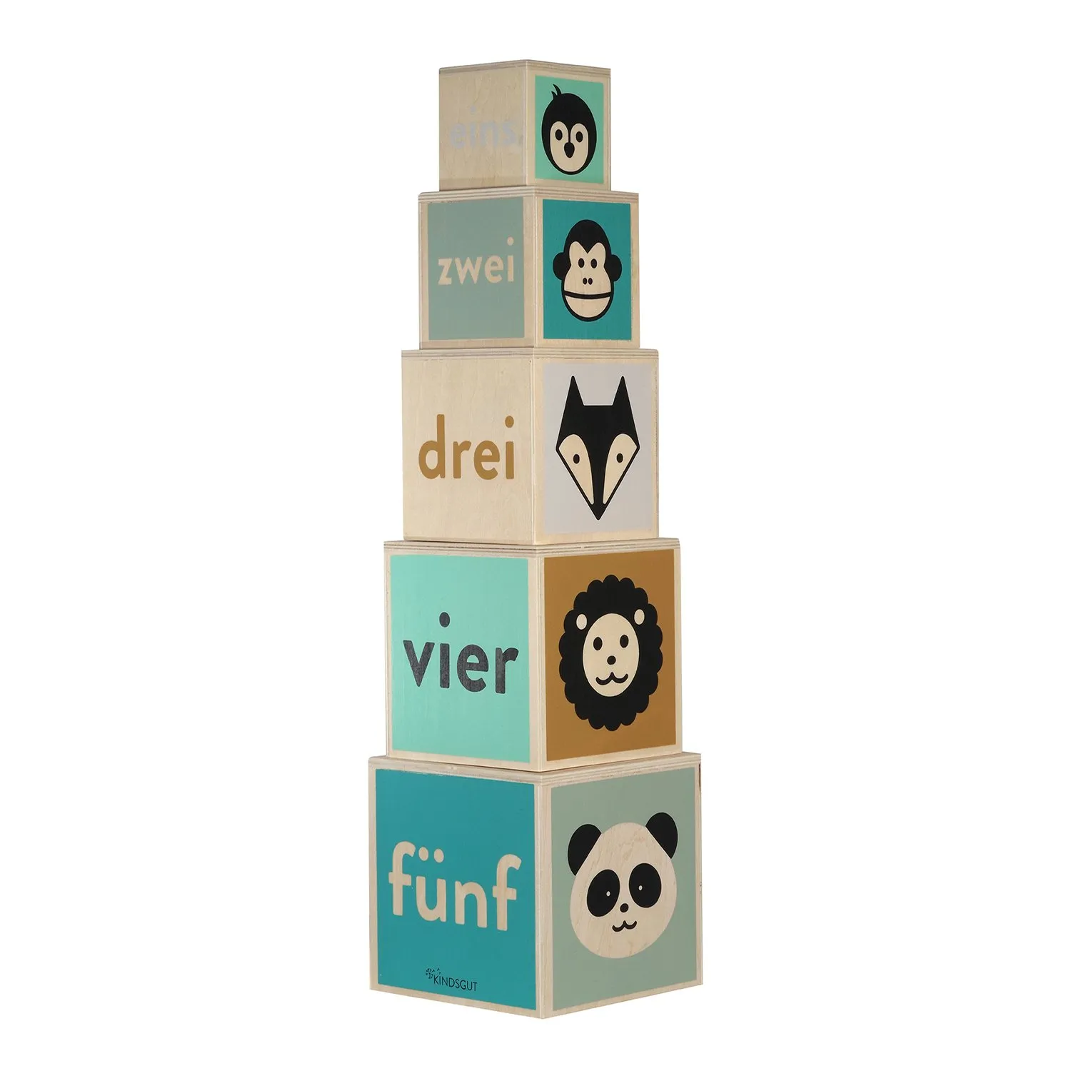 Jeu' de'eveil - cubes gigognes avec animaux et chiffres Multicolore