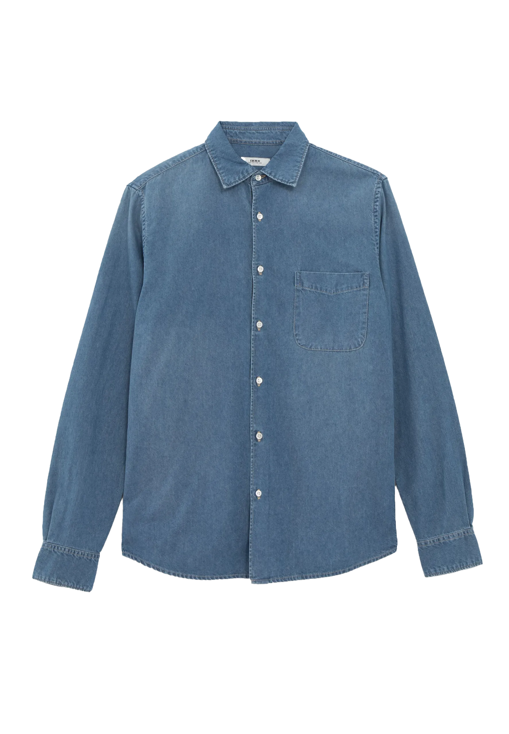 Chemise droite col classique en jean  Bleu