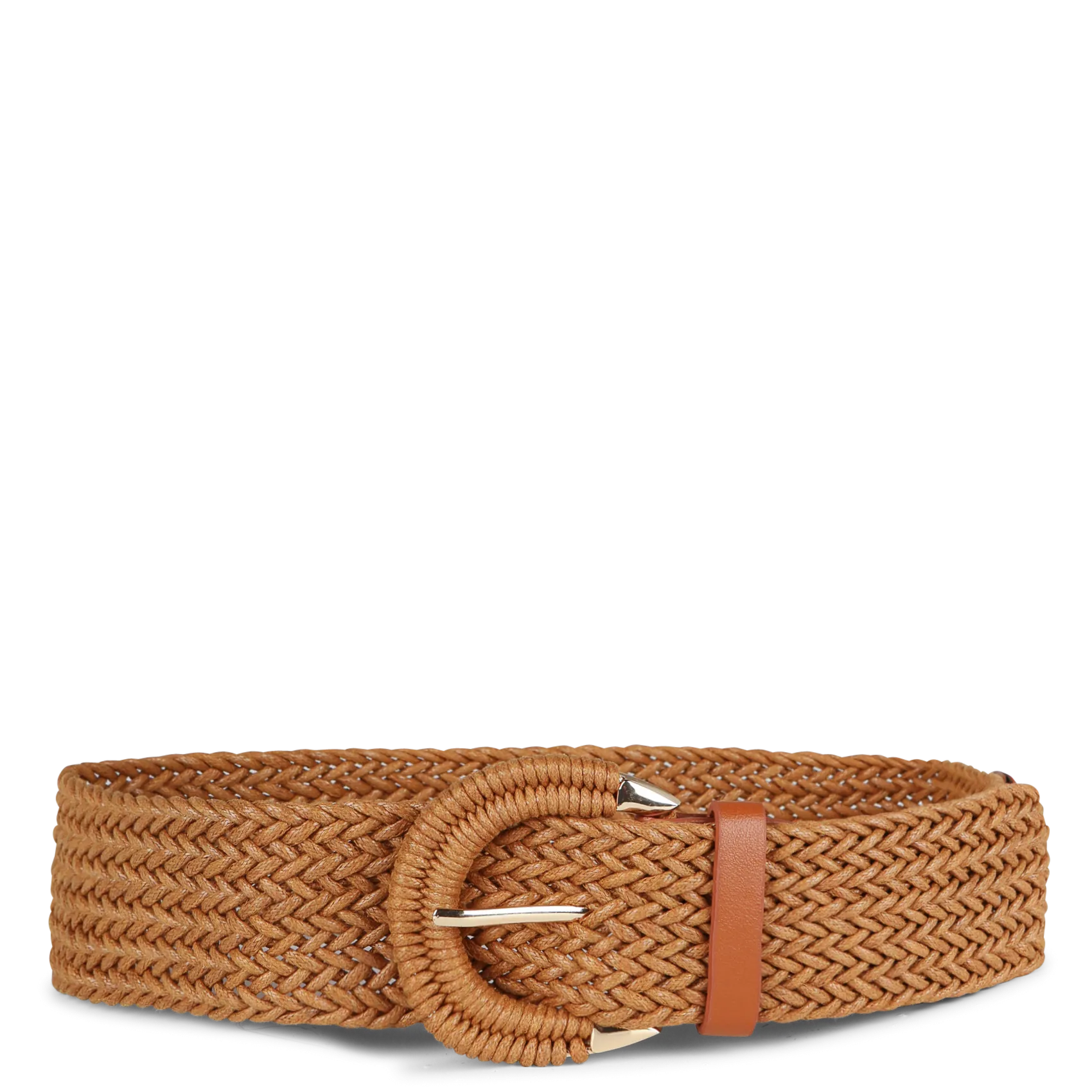 Ceinture large tressée Marron