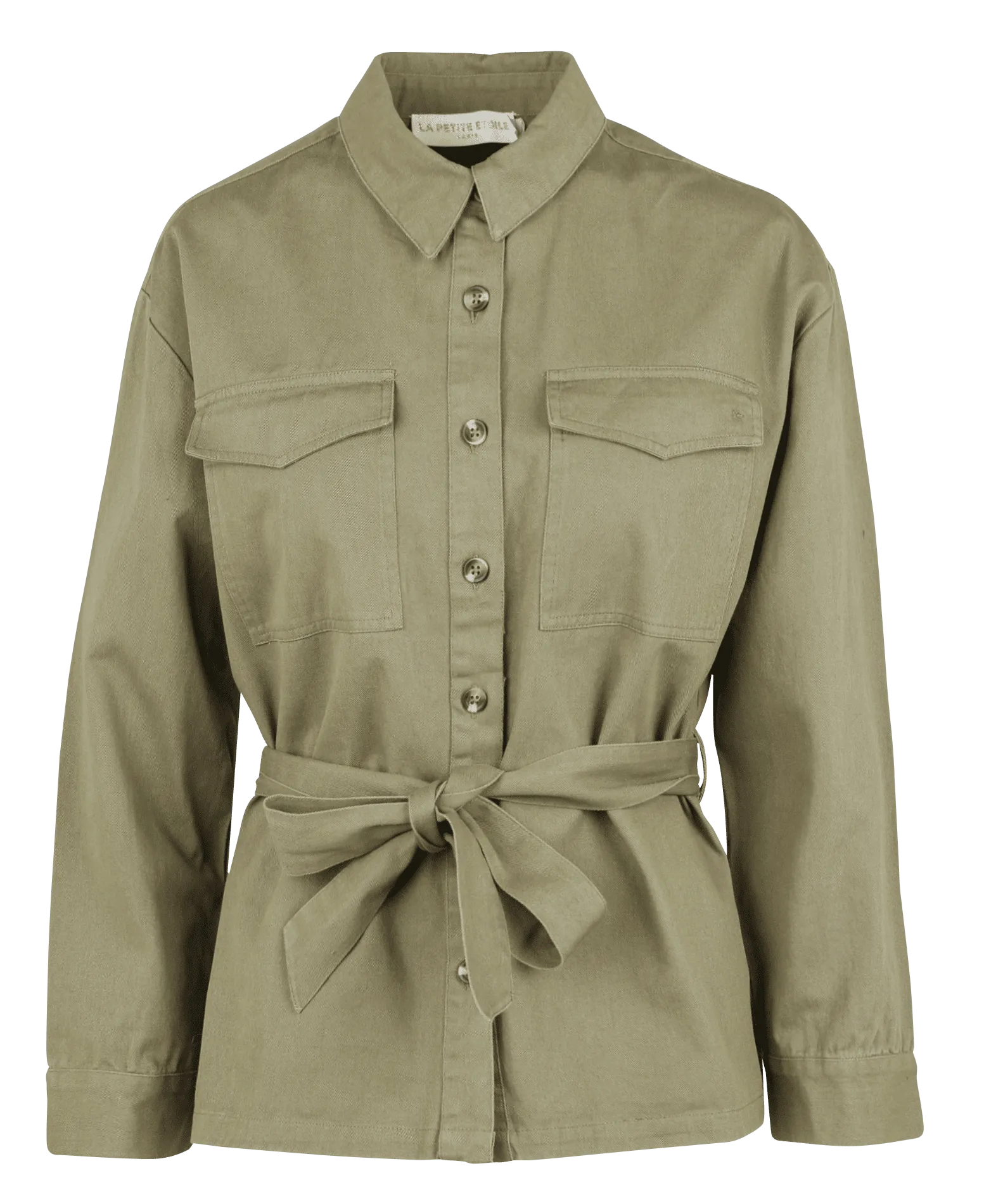 Veste en jean à col classique en twill de coton Vert VALORY