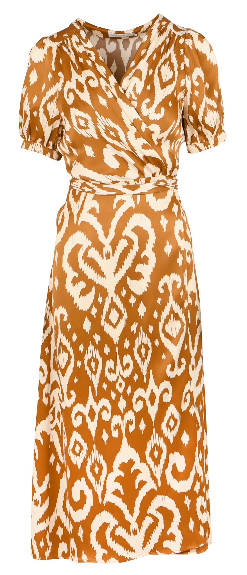 Robe longue portefeuille imprimée Marron RIM