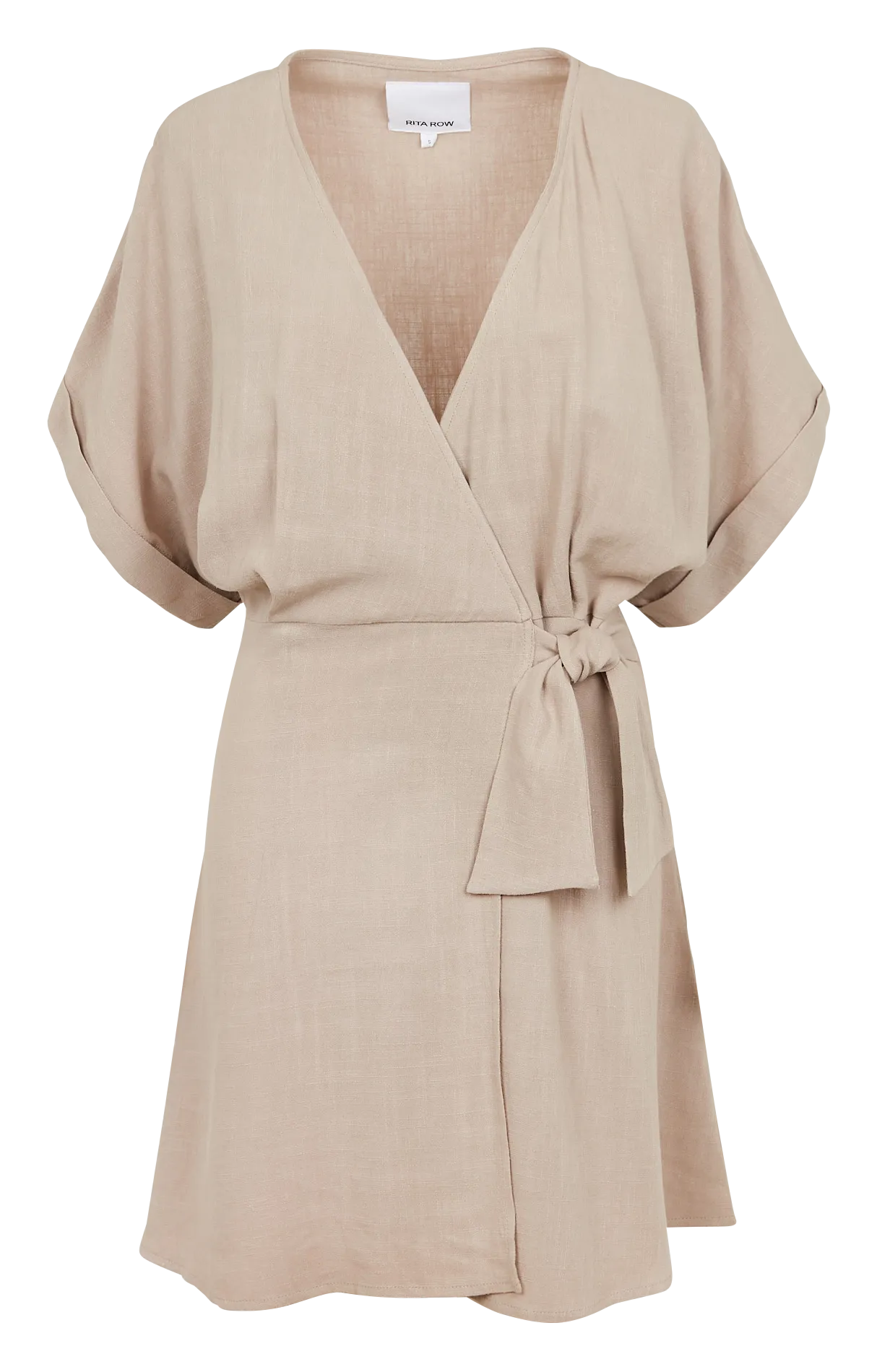 Robe courte cintrée à col V Beige ANGELA