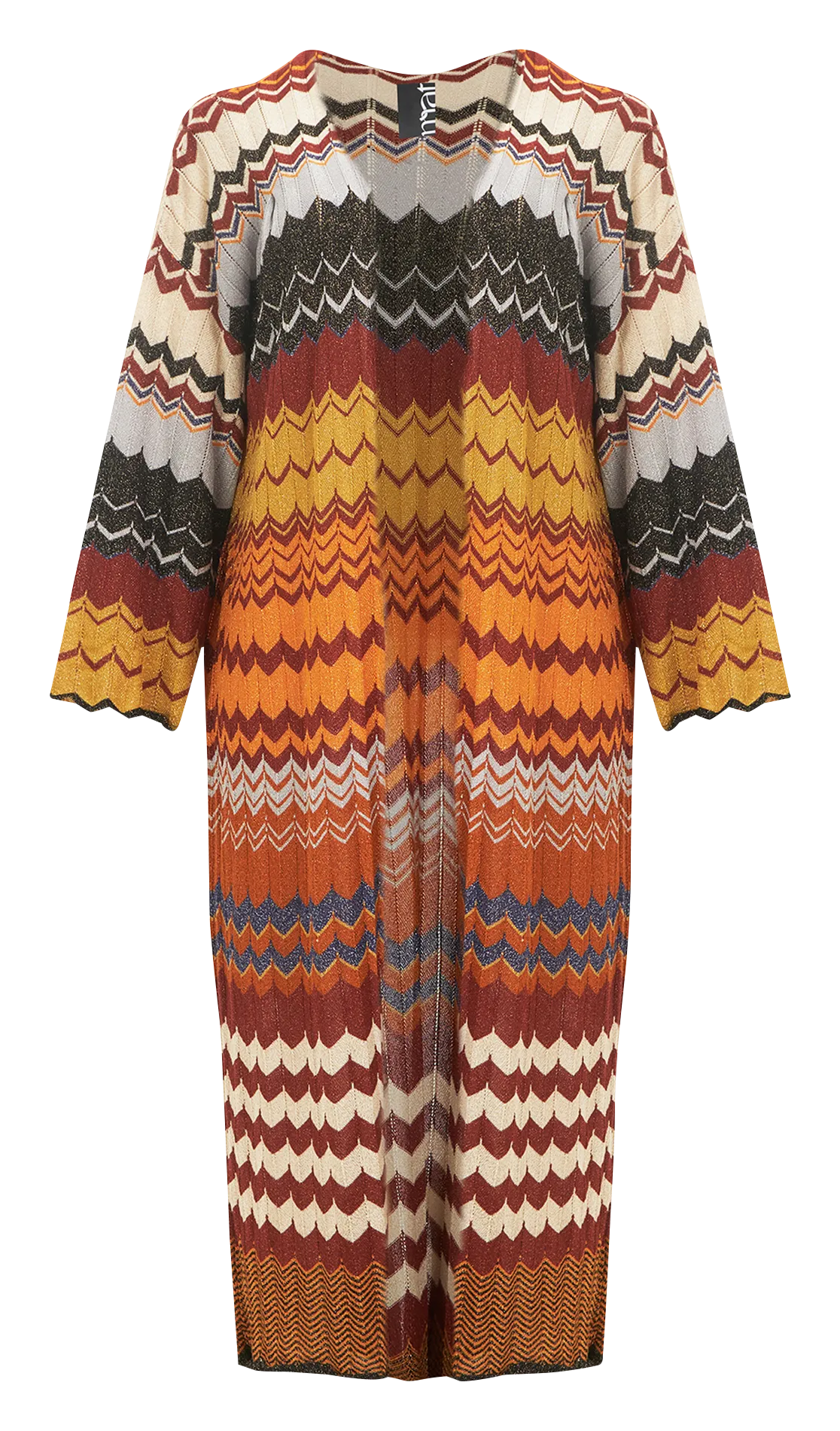 Gilet droit ouvert tricoté à fils métallisés Marron