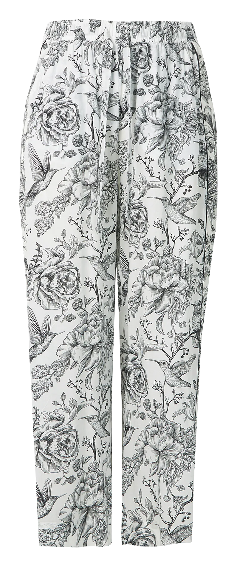 Pantalon cigarette à imprimé exotique et floral Multicolore