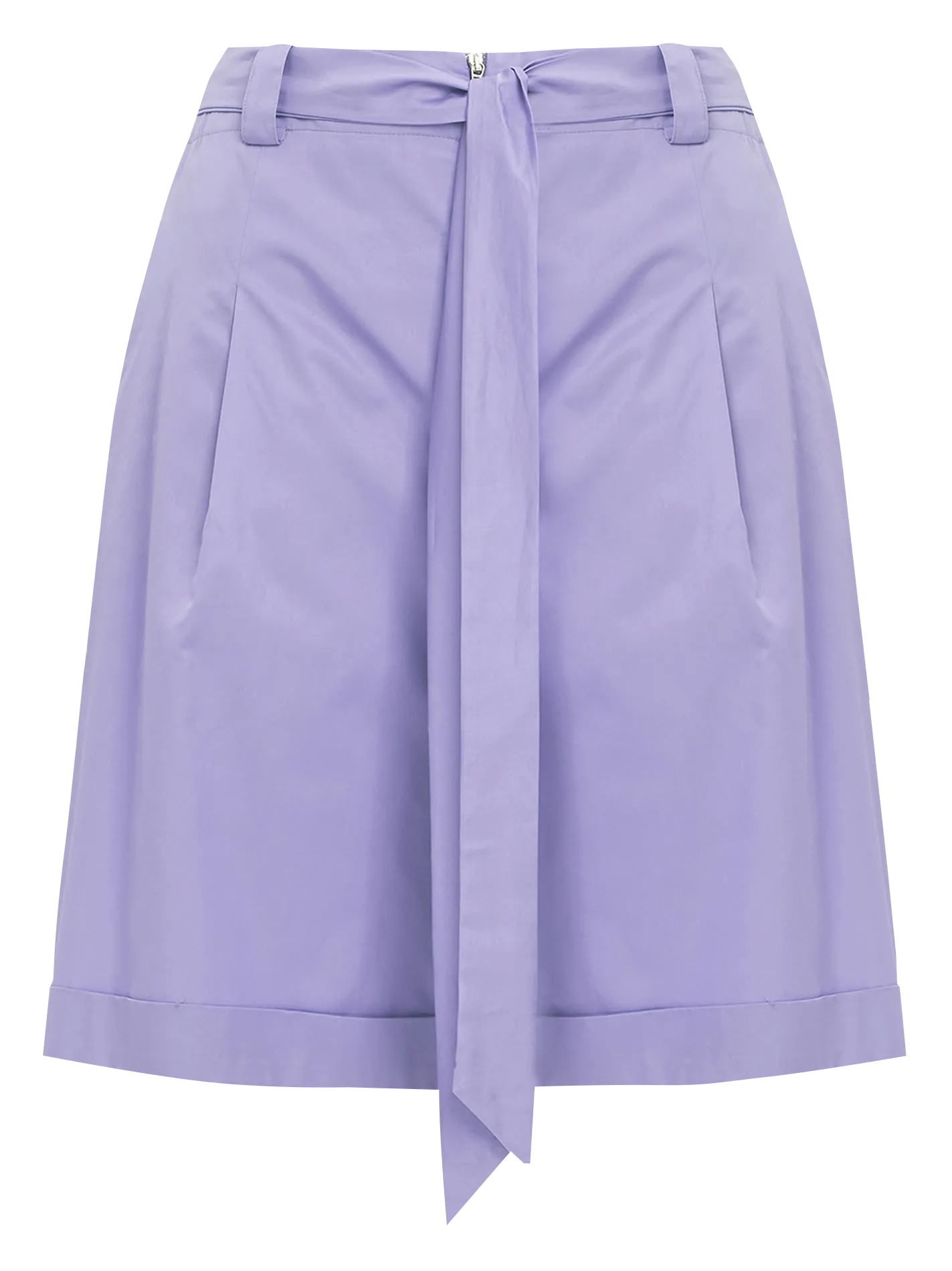 Bermuda droit ceinturé en popeline de coton Violet