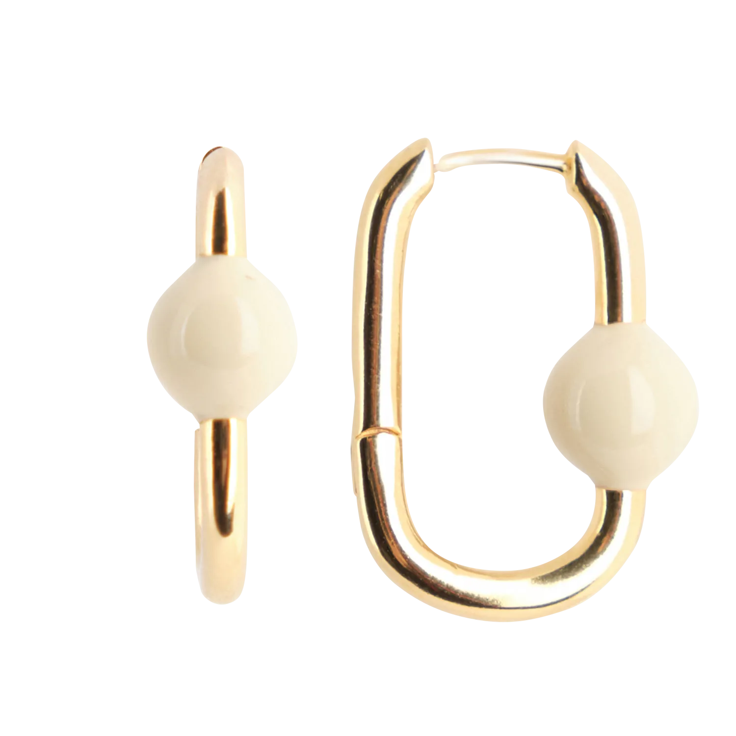 Boucles d'oreilles rectangles à perles Blanc GEORGINA