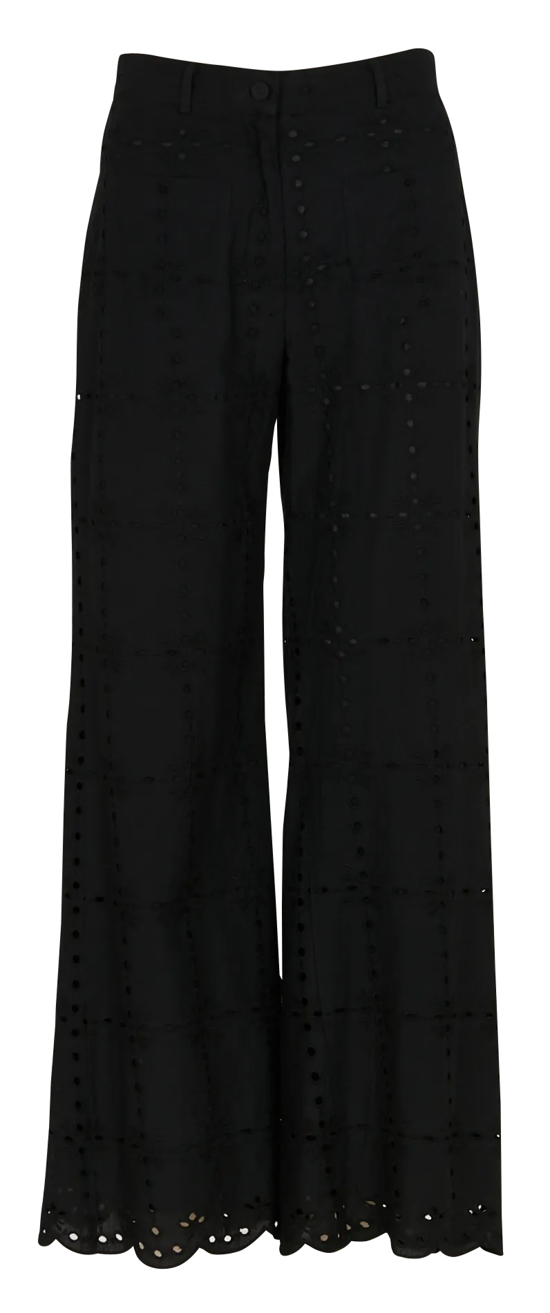 Pantalon flare brodé en coton Noir MATEO