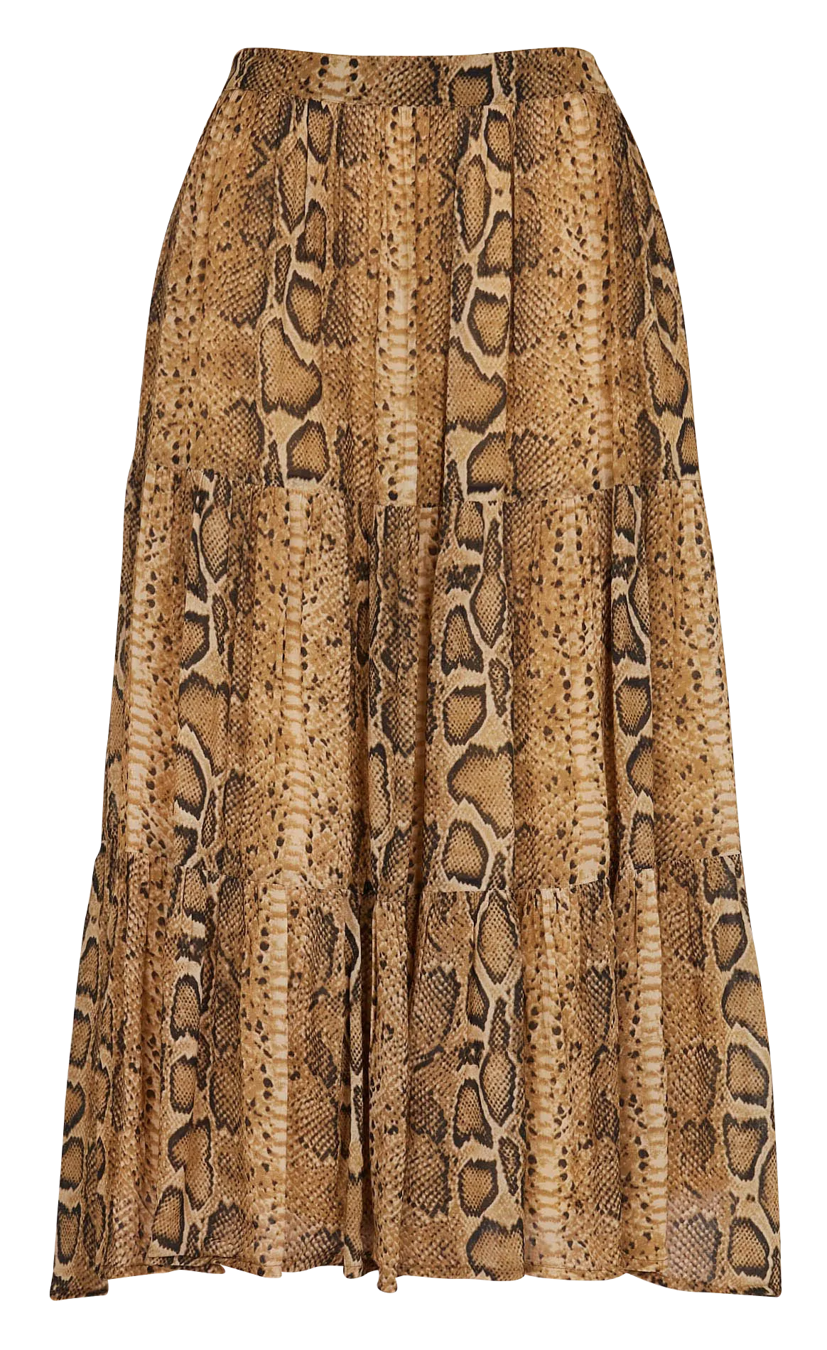 Jupe midi évasée imprimée Beige PAULINE