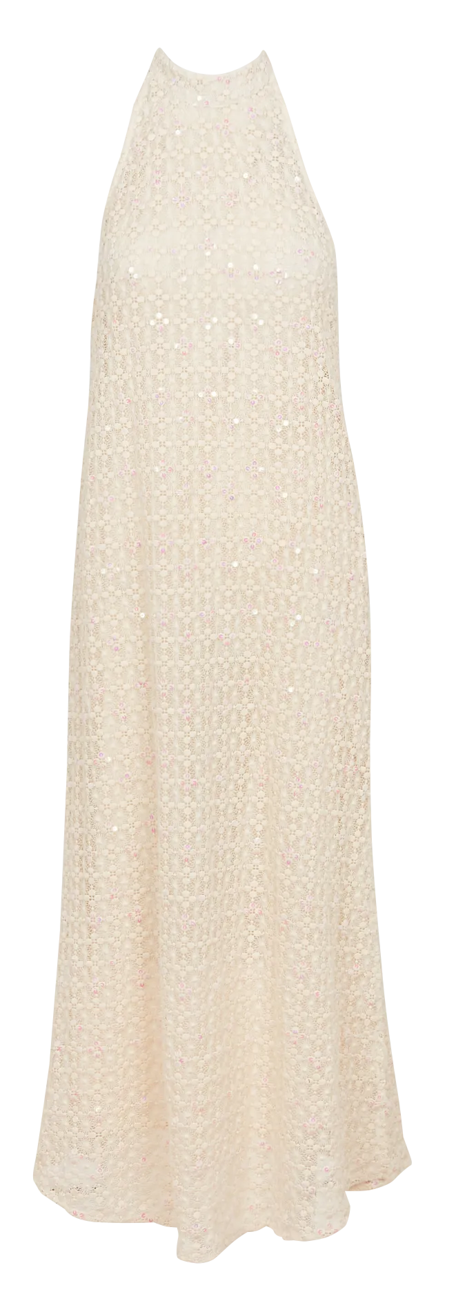 Robe longue dos nu à sequins en coton Blanc CHLOE
