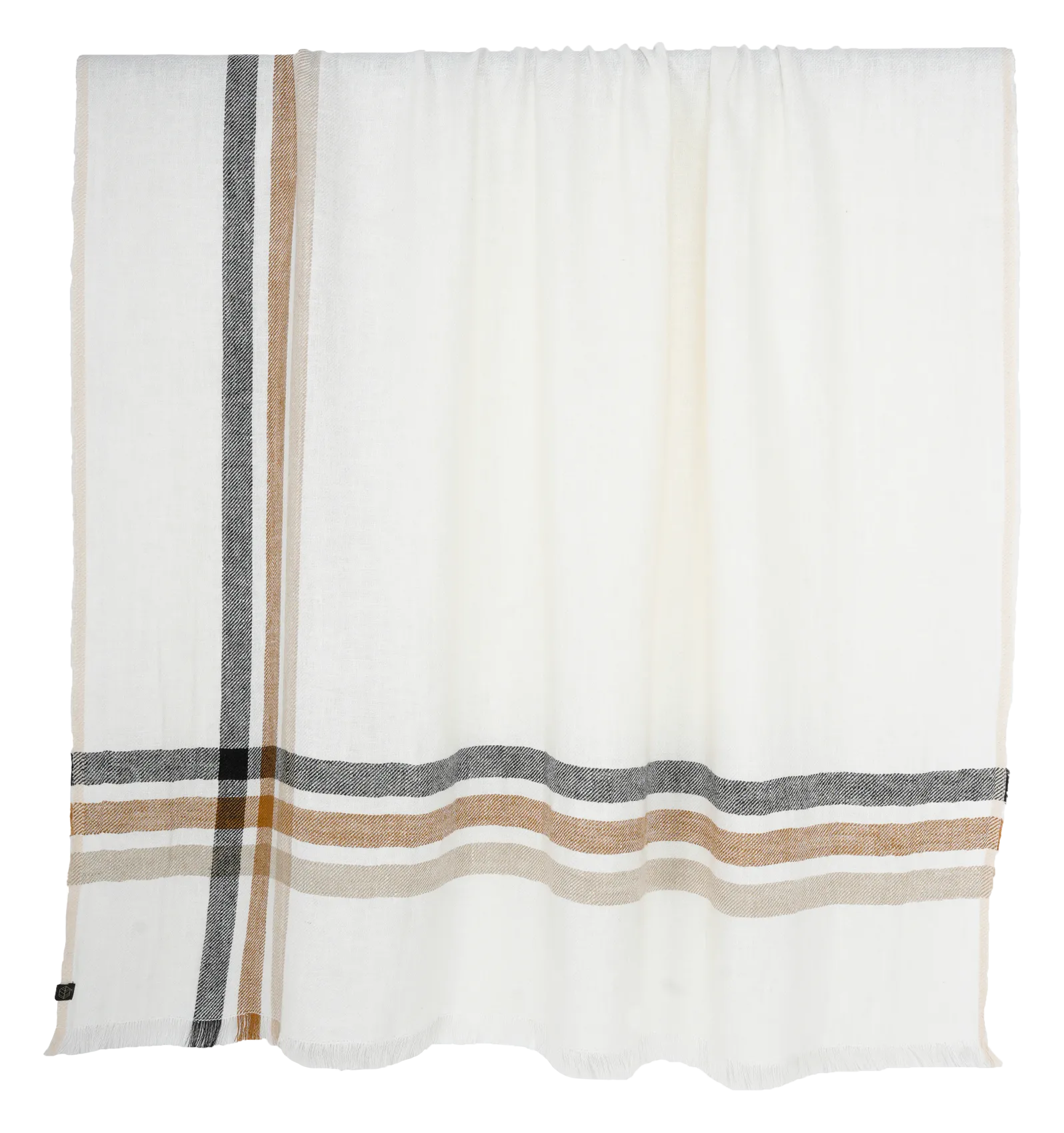 Plaid imprimé à franges en lin Marron PAROS