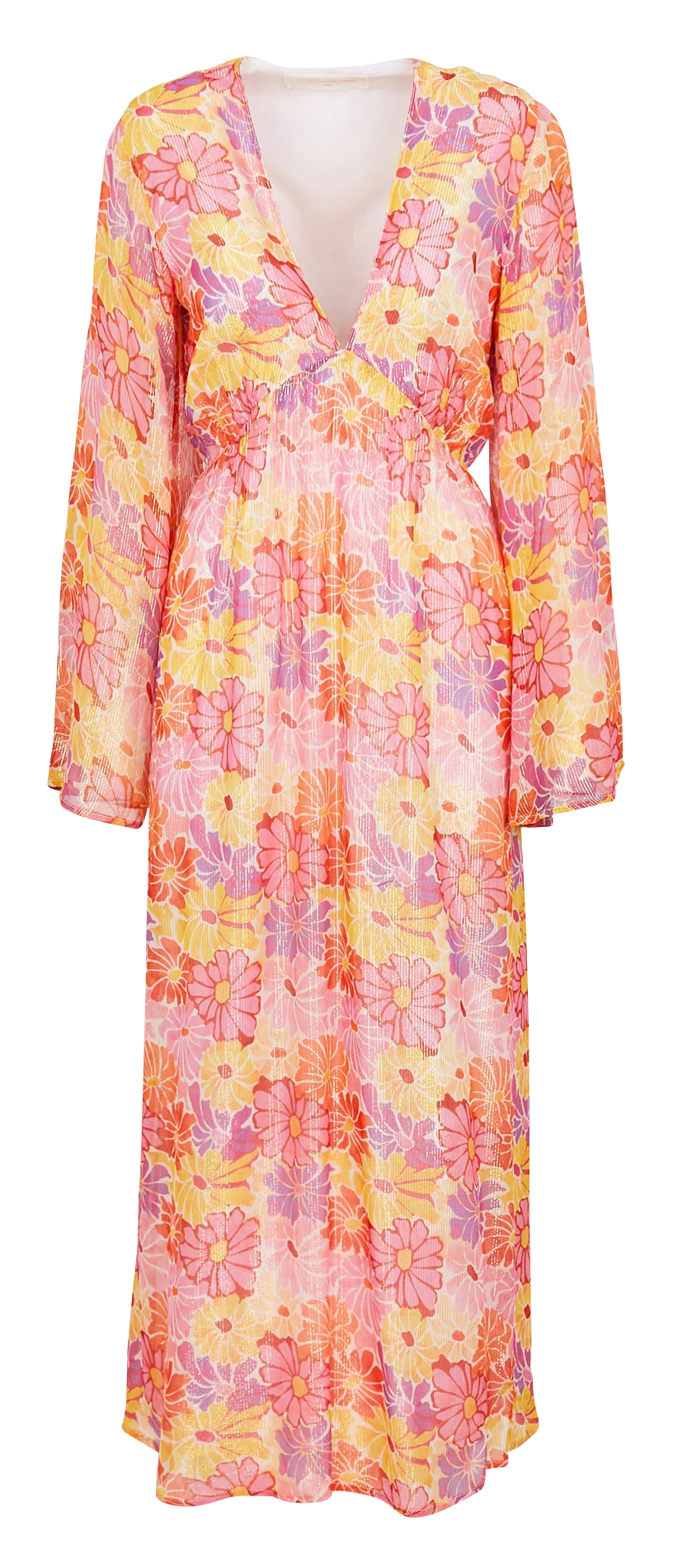Robe longue imprimée à fils métallisés Multicolore MADO