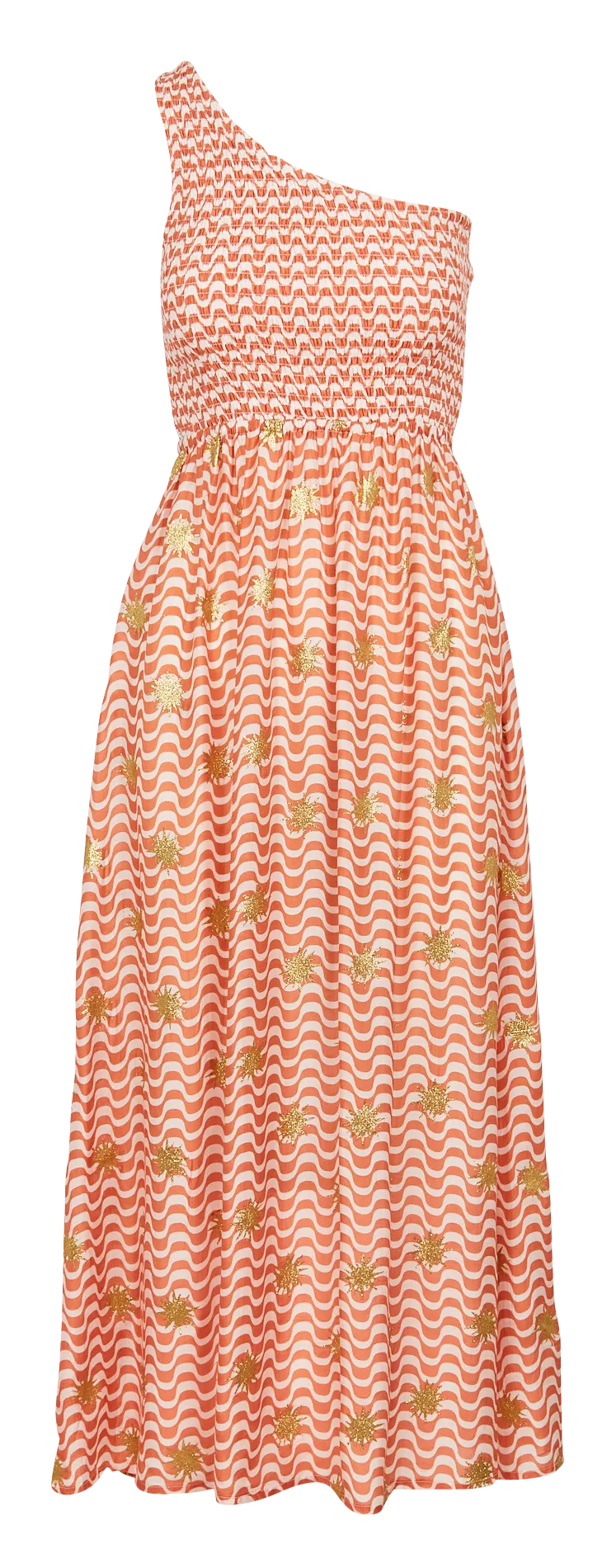 Robe longue asymétrique sérigraphiée et imprimée Multicolore JOEMA