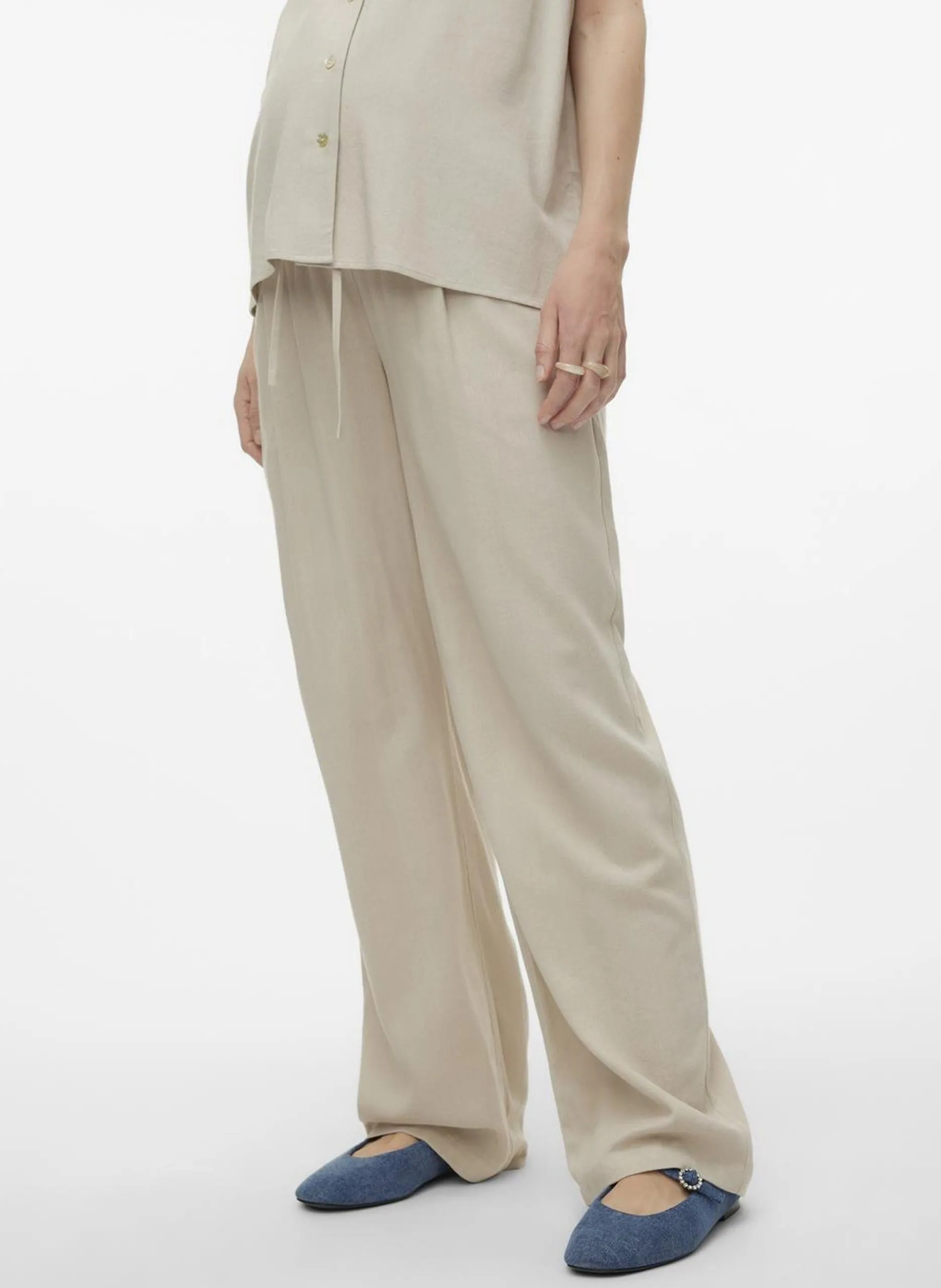 Pantalon large taille haute Blanc SILVIA
