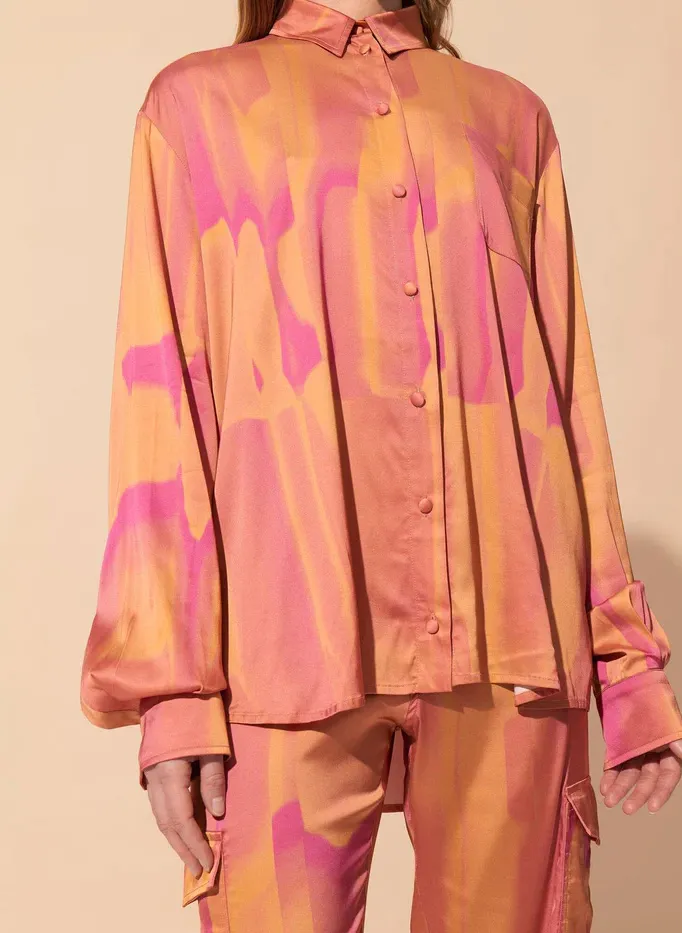 Chemise oversize col classique imprimée Multicolore AGENOR