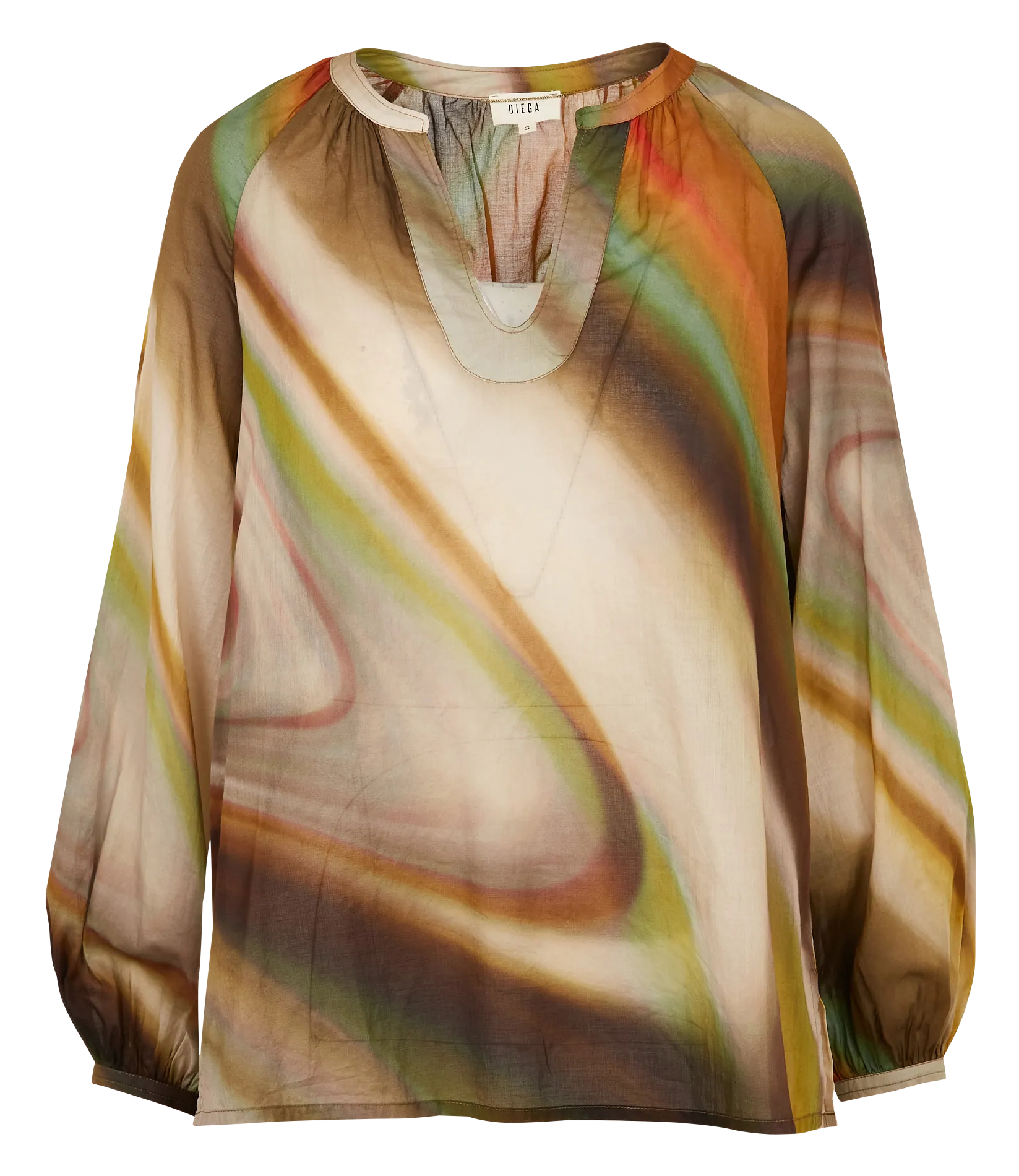 Top col tunisien en voile de coton Multicolore TIGIA