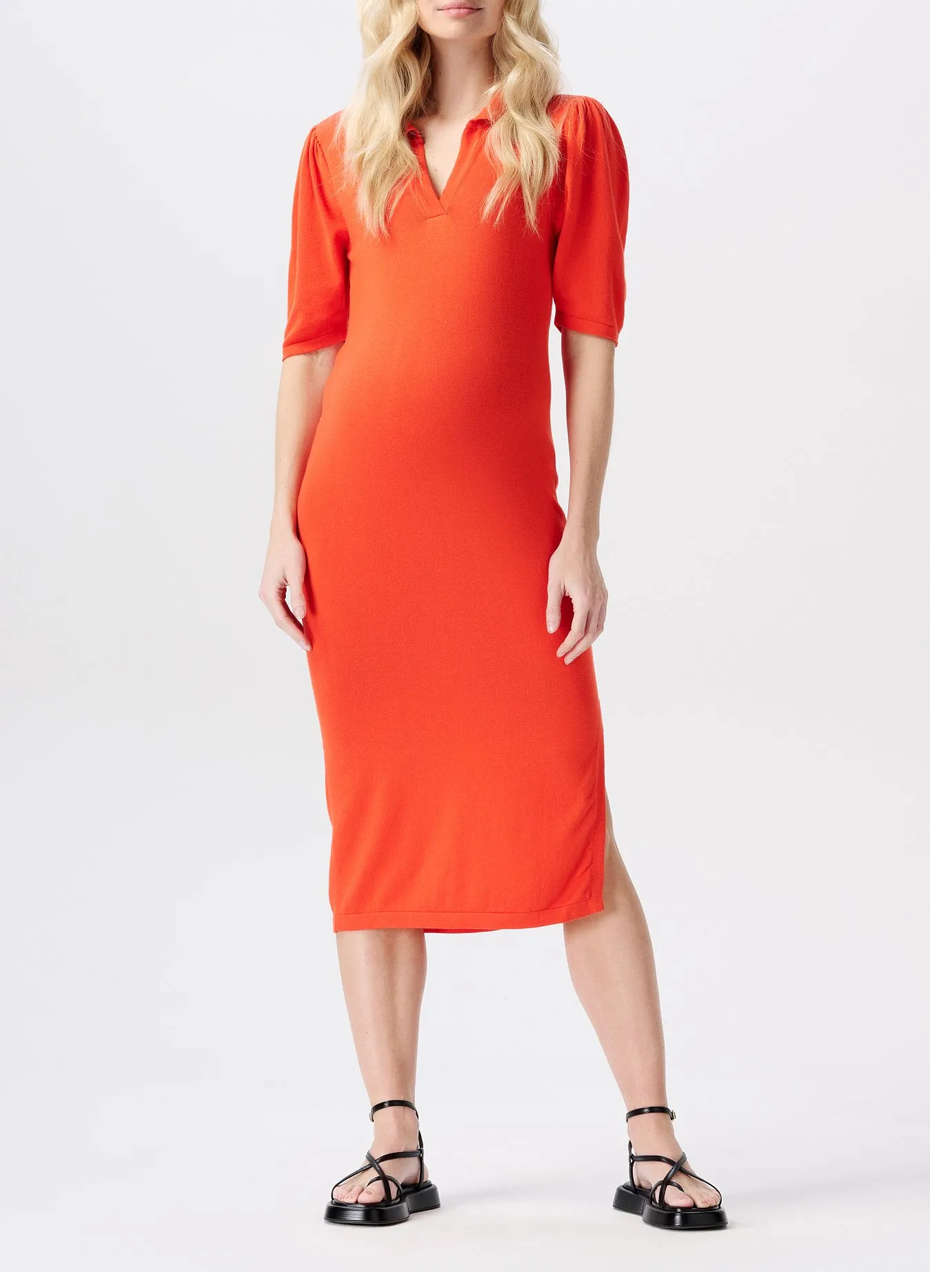 Robe midi en coton mélangé Rouge KATE