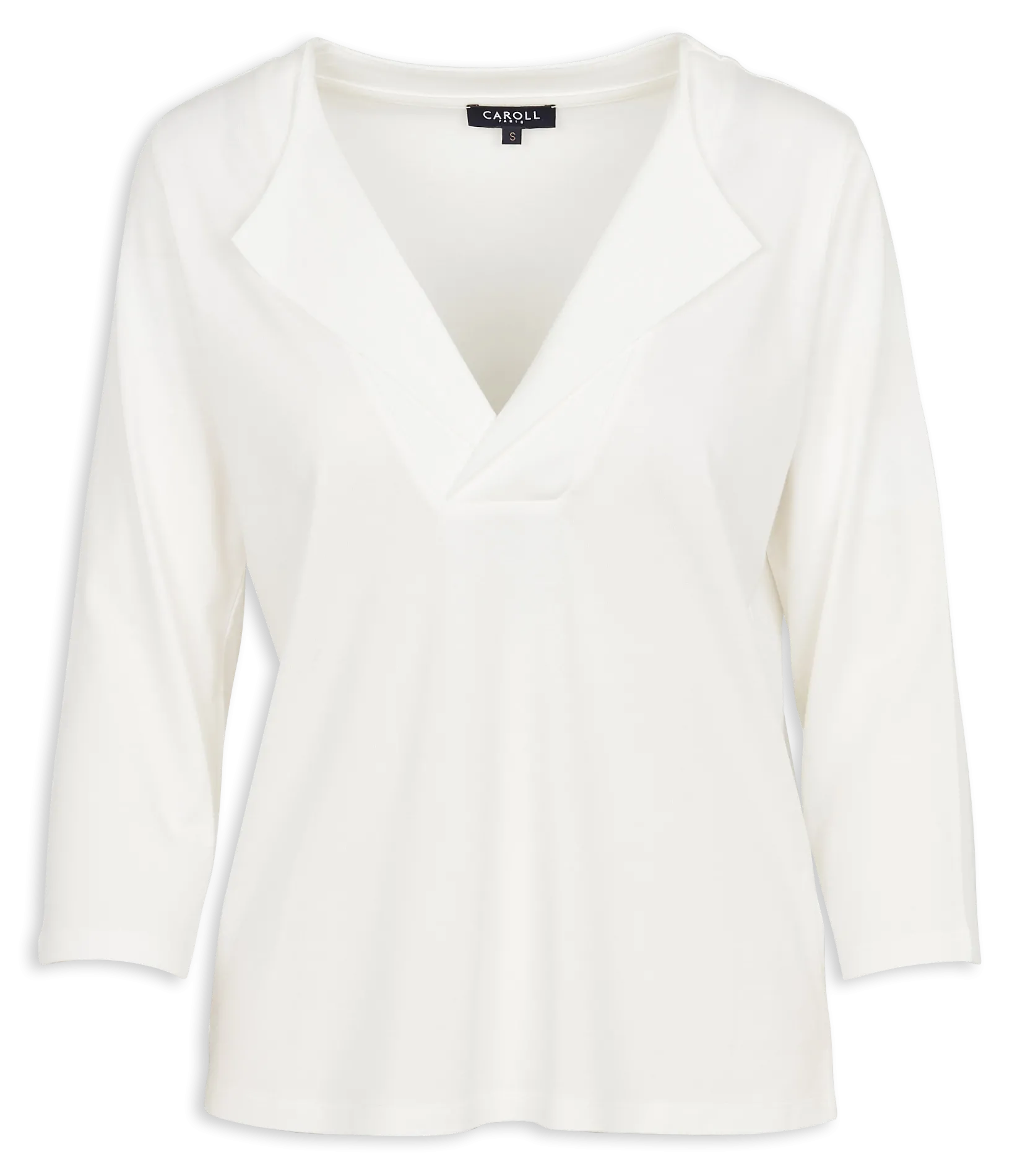 Top col V à rabats en coton mélangé Blanc 241T-TART