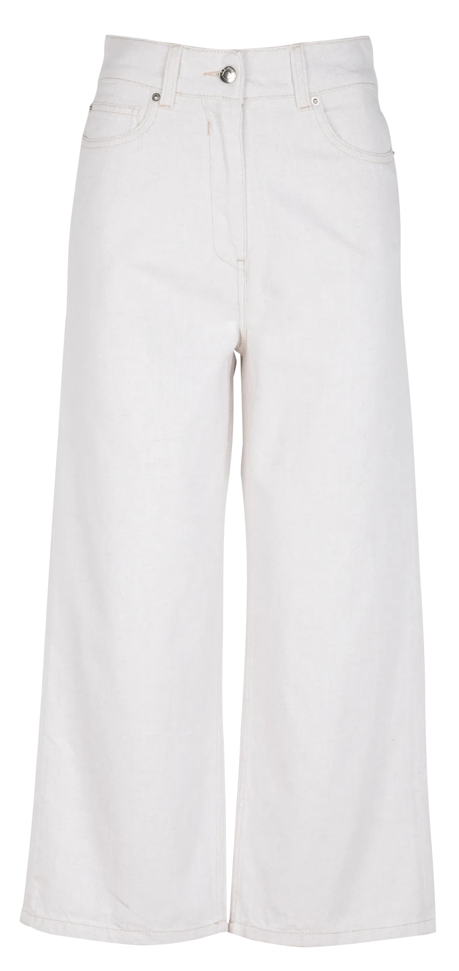 Jean large en coton et lin mélangé Beige MARTINE