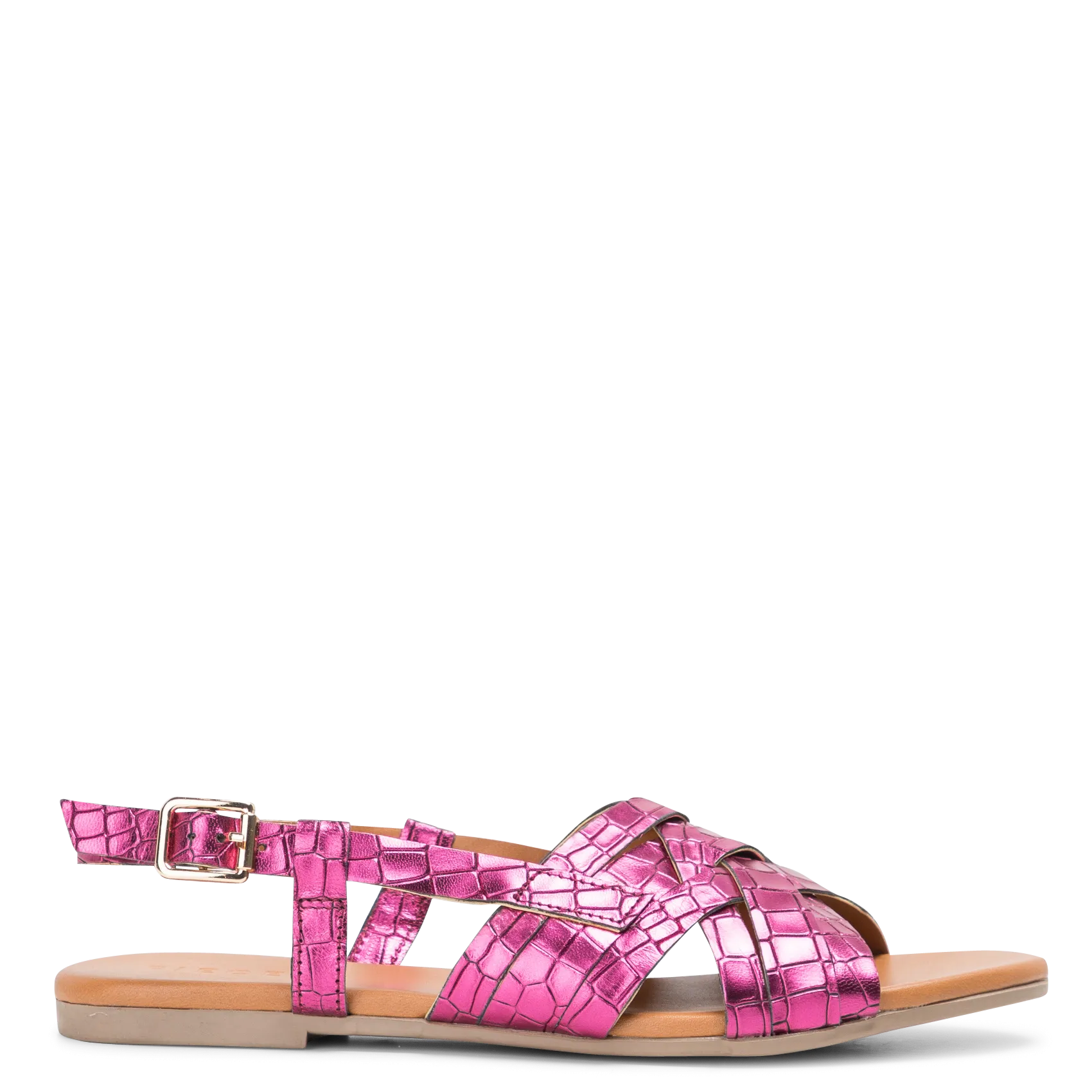 Sandales plates en cuir Violet EMMA