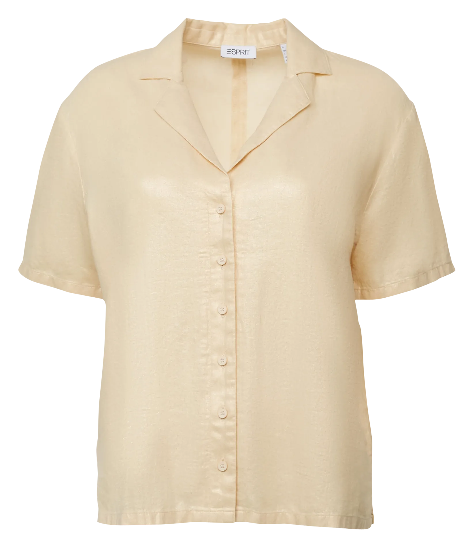 Chemise droite col à revers en lin mélangé Beige