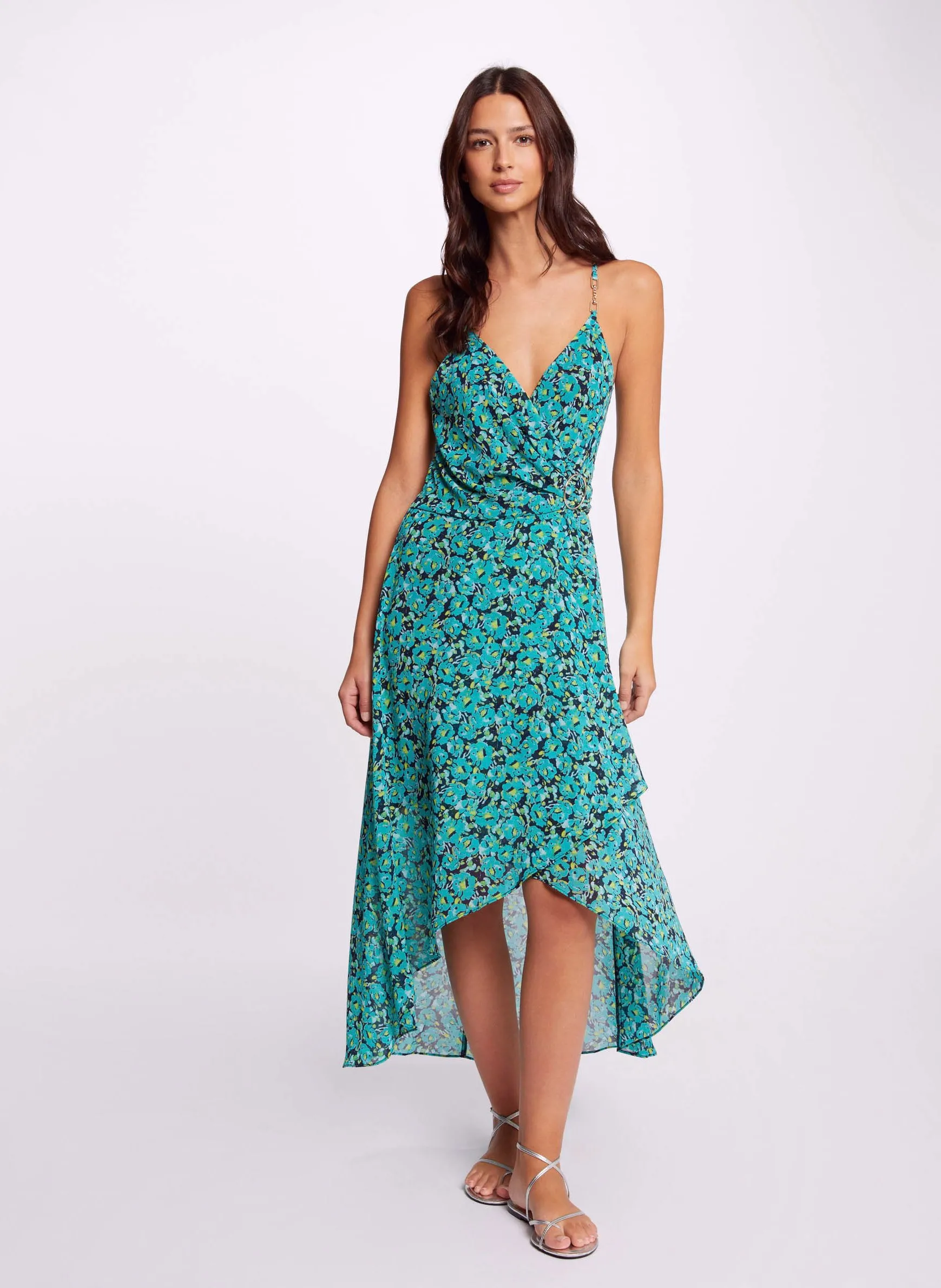 Robe longue portefeuille imprimée Vert 241-REUILY1