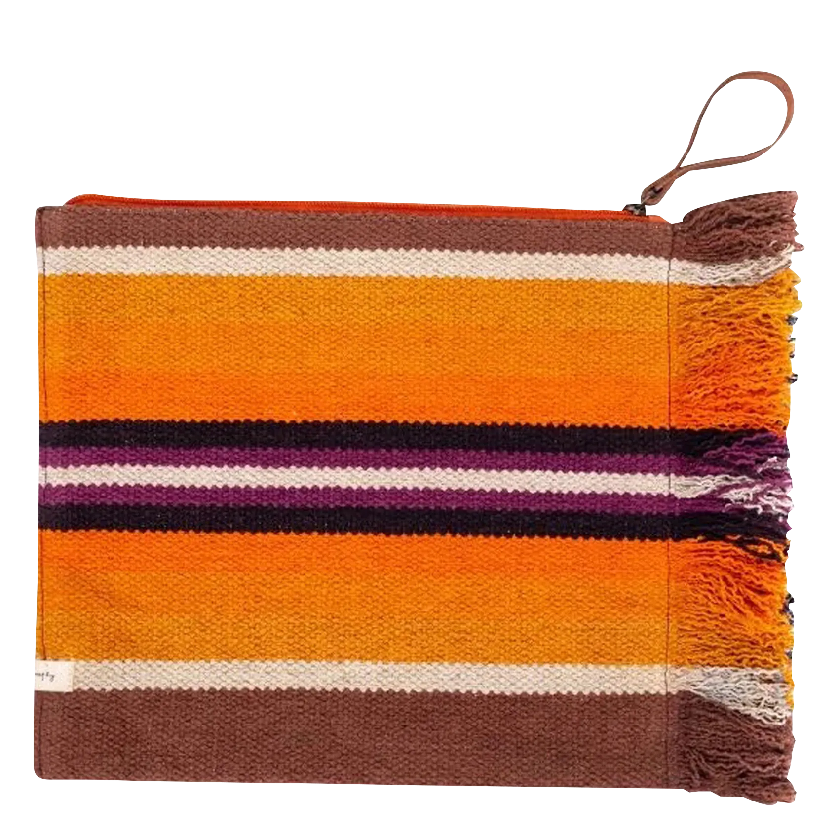 Pochette à rayures frangée en coton Multicolore TEMPETE