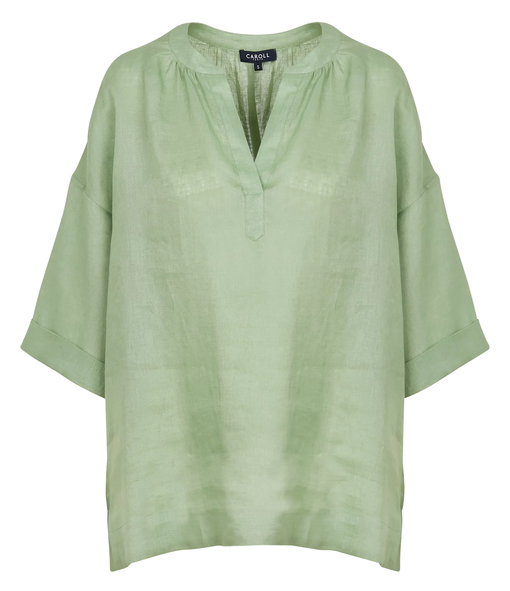 Blouse ample en lin Vert 241C-CALISEO