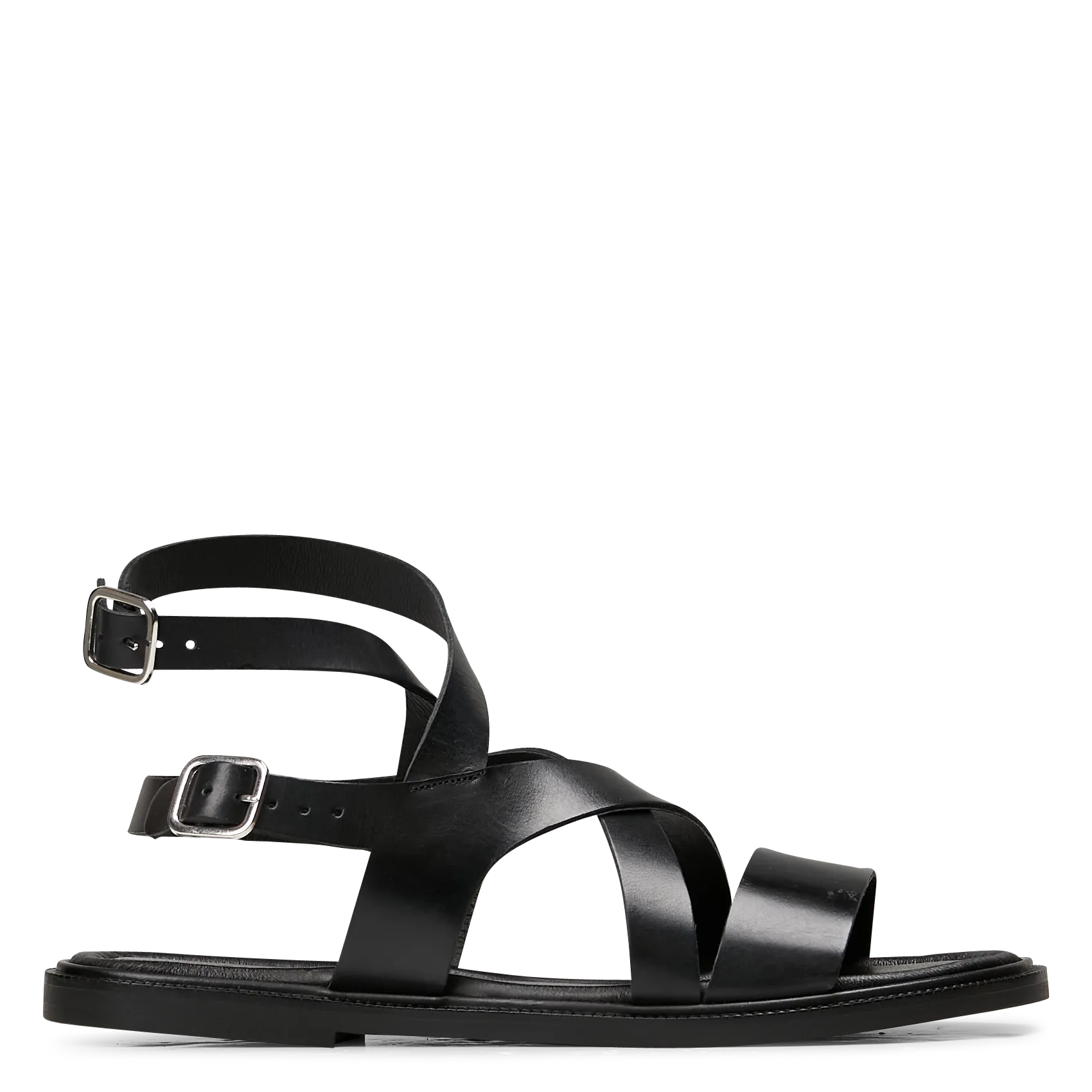 Sandales plates en cuir Noir GISLA