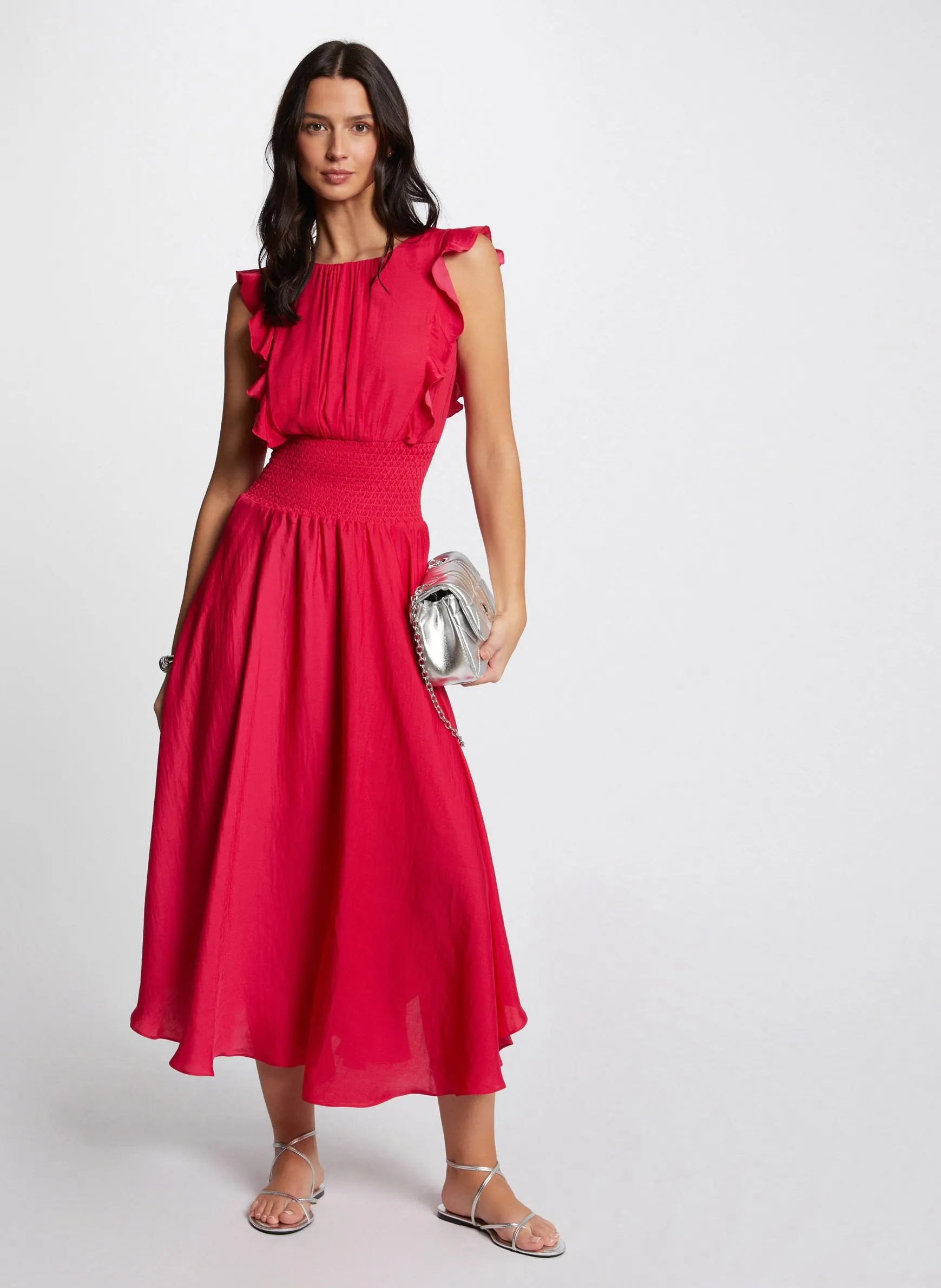 Robe longue taille smockée Rose 191-RWENDY.N