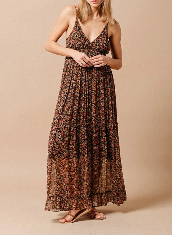 Robe maxi sans manche imprimée Noir MARION